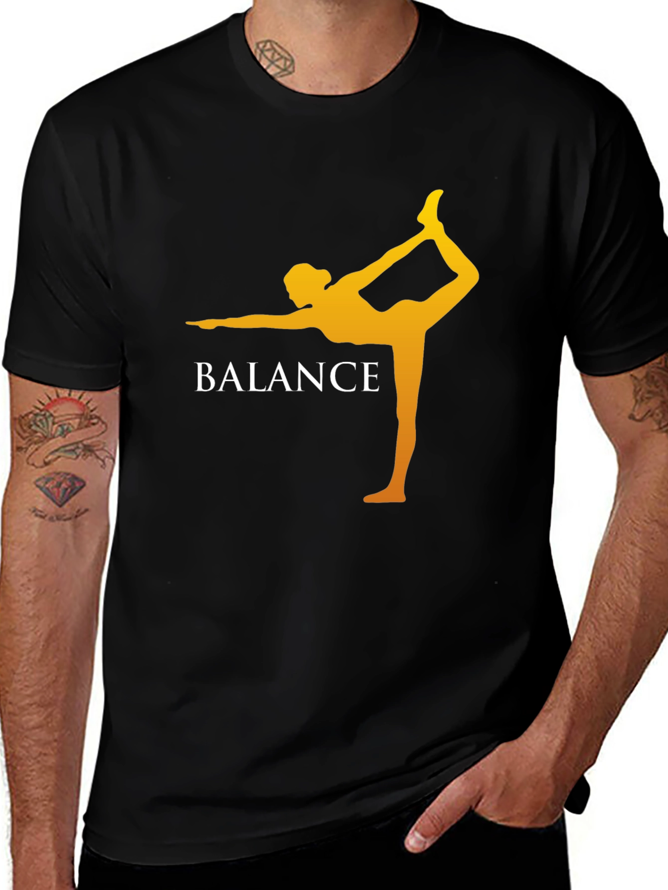Variant 18 of Balance Yoga Pose Graphic T-Shirt - Black