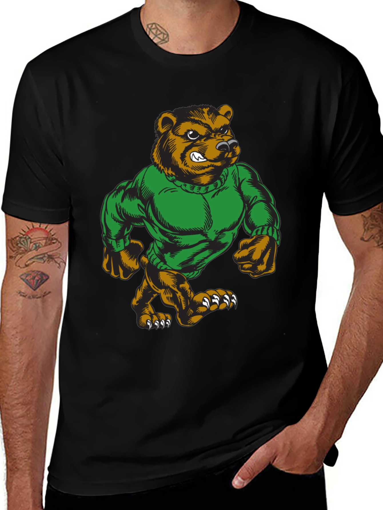 Variant 27 of Bear in Green Sweater Graphic T-Shirt