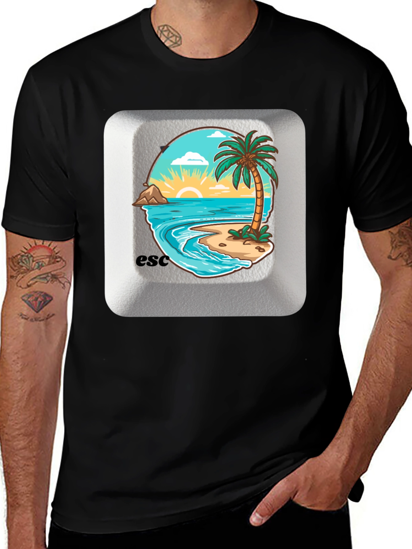 Escape Key Tropical Island Graphic T-Shirt