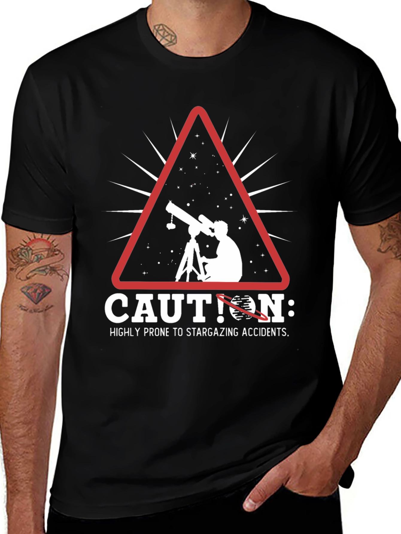 Variant 10 of Stargazing Accident Caution T-Shirt - Astronomy Humor