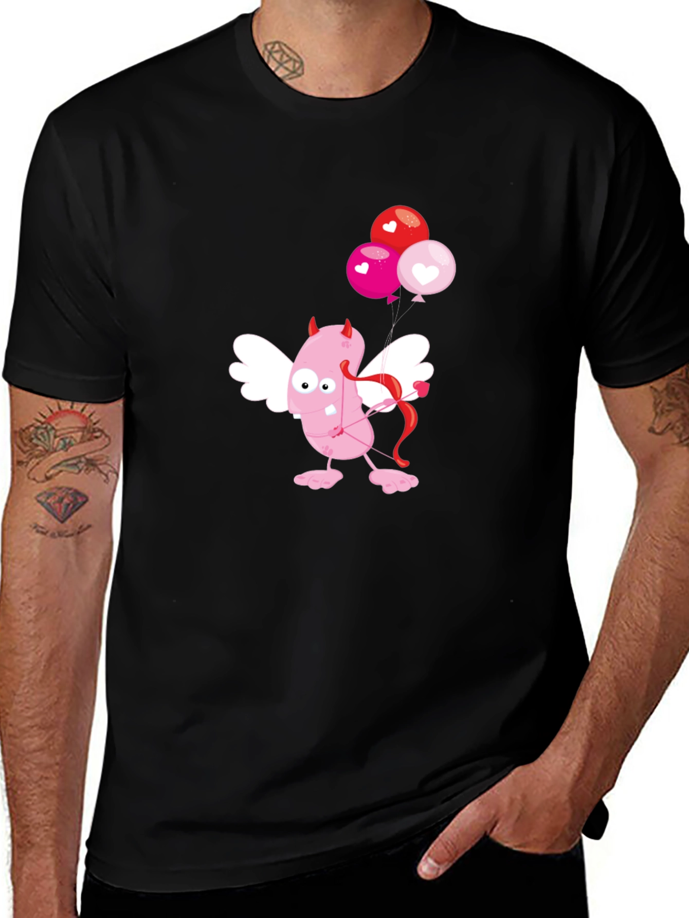 Variant 12 of Cupid Monster Valentine's Day Black T-Shirt