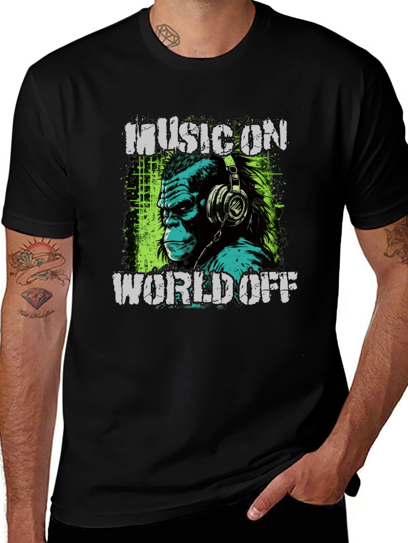 Variant 21 of Music On World Off Gorilla Graphic T-Shirt