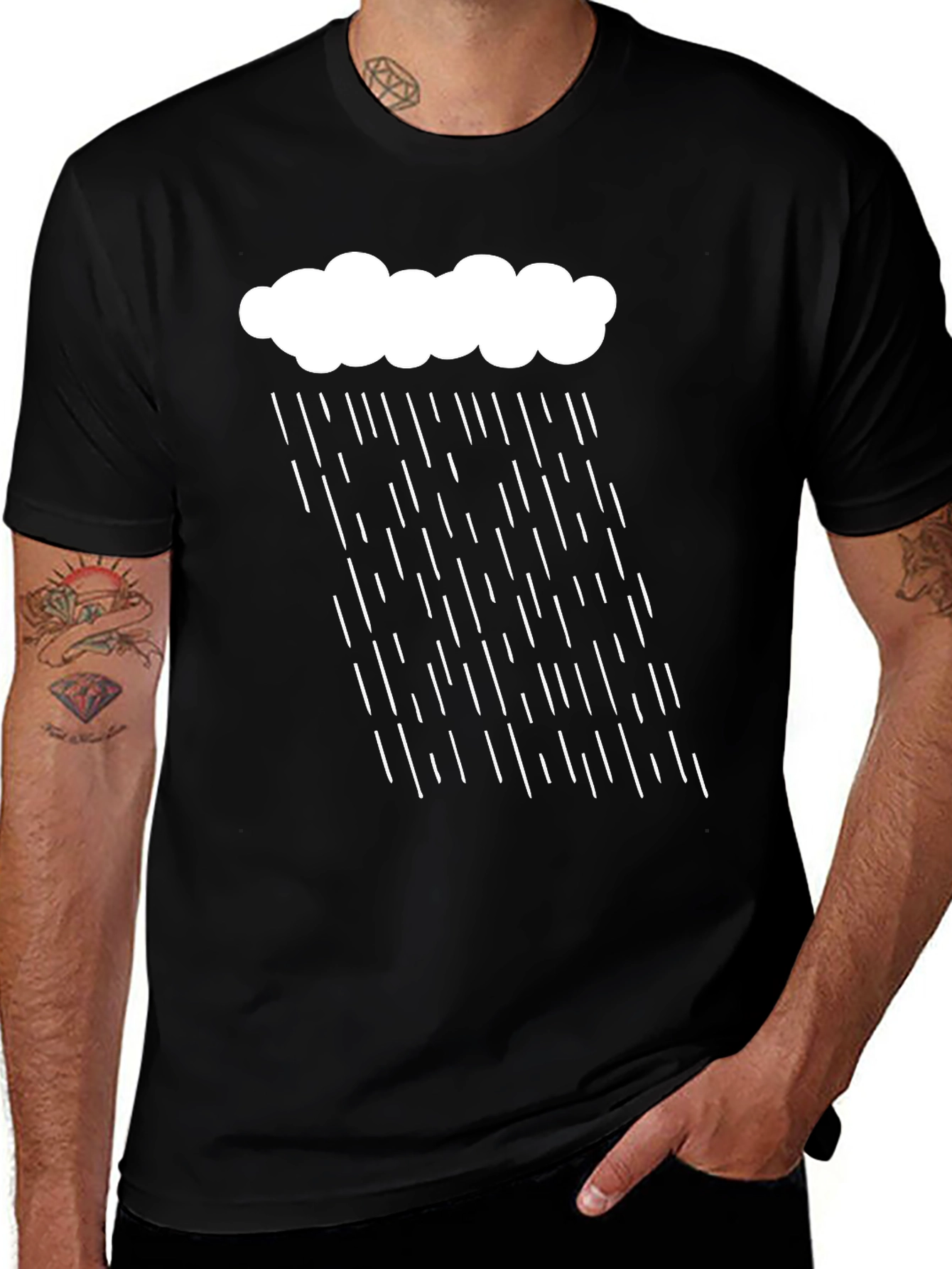 Variant 17 of Rain Cloud Graphic Tee - Black Cotton T-Shirt