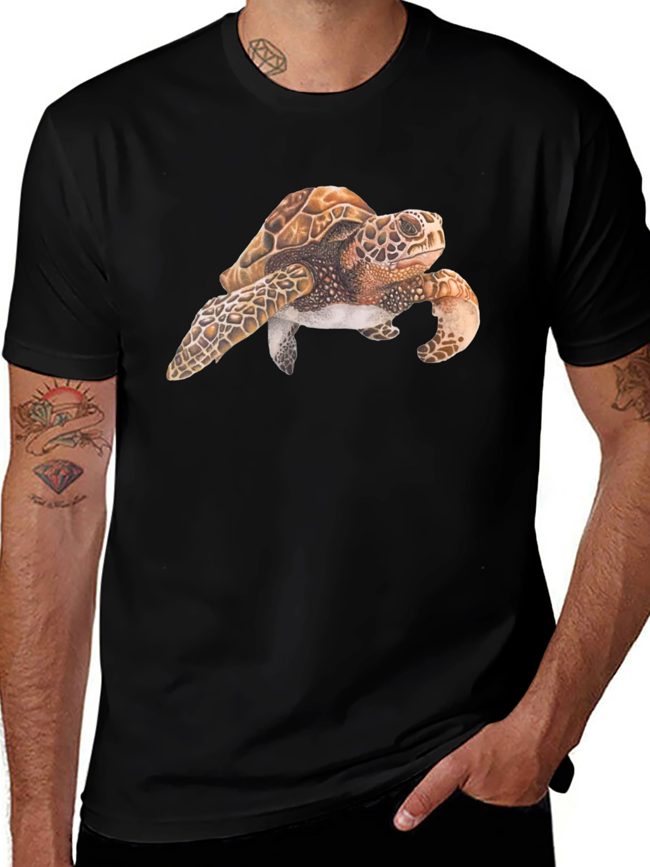 Variant 27 of Sea Turtle Graphic Black T-Shirt