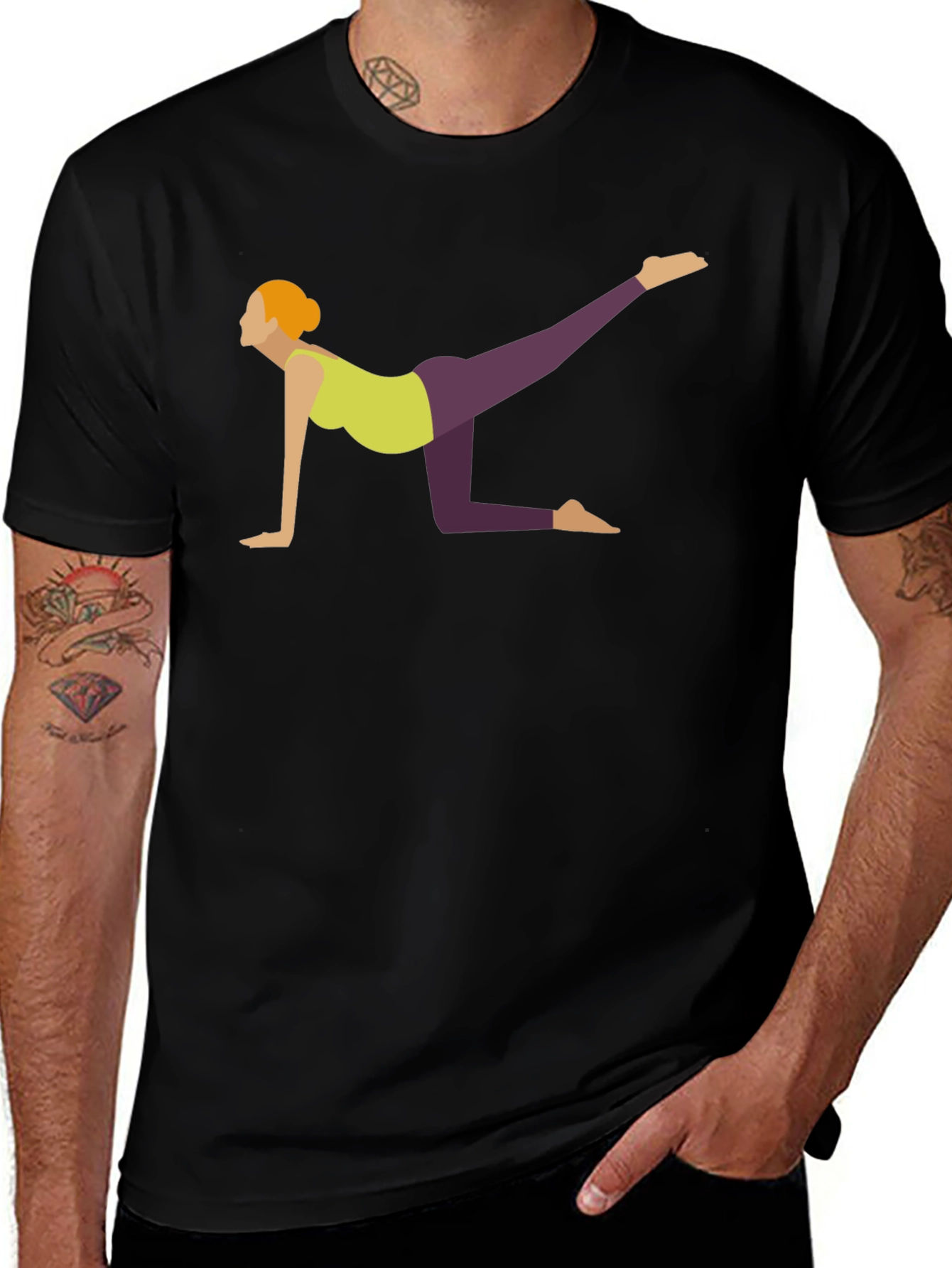 Variant 2 of Yoga Pose Graphic Tee - Black