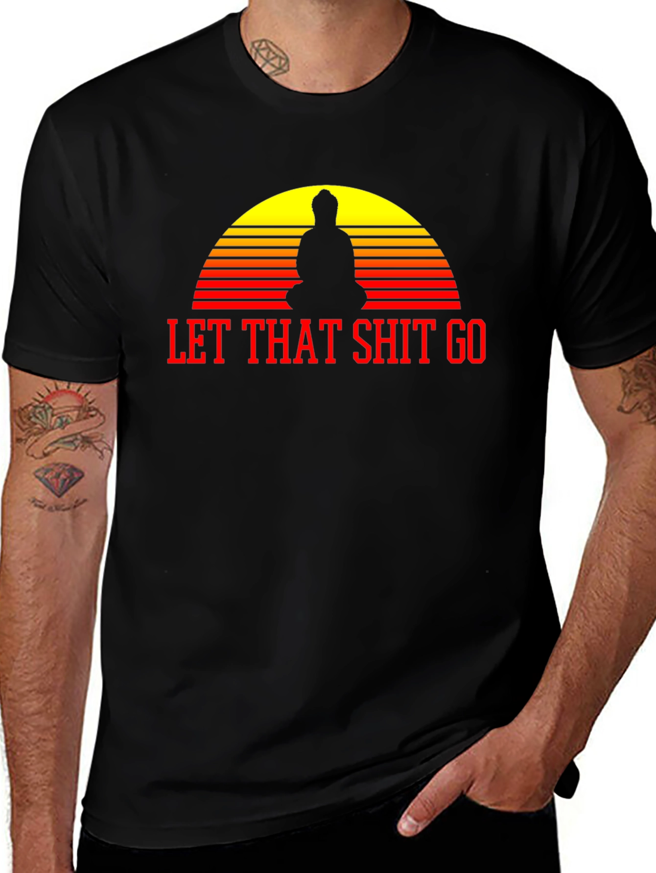 Variant 17 of Let That Go T-Shirt - Buddha Graphic Tee - Relaxed Fit