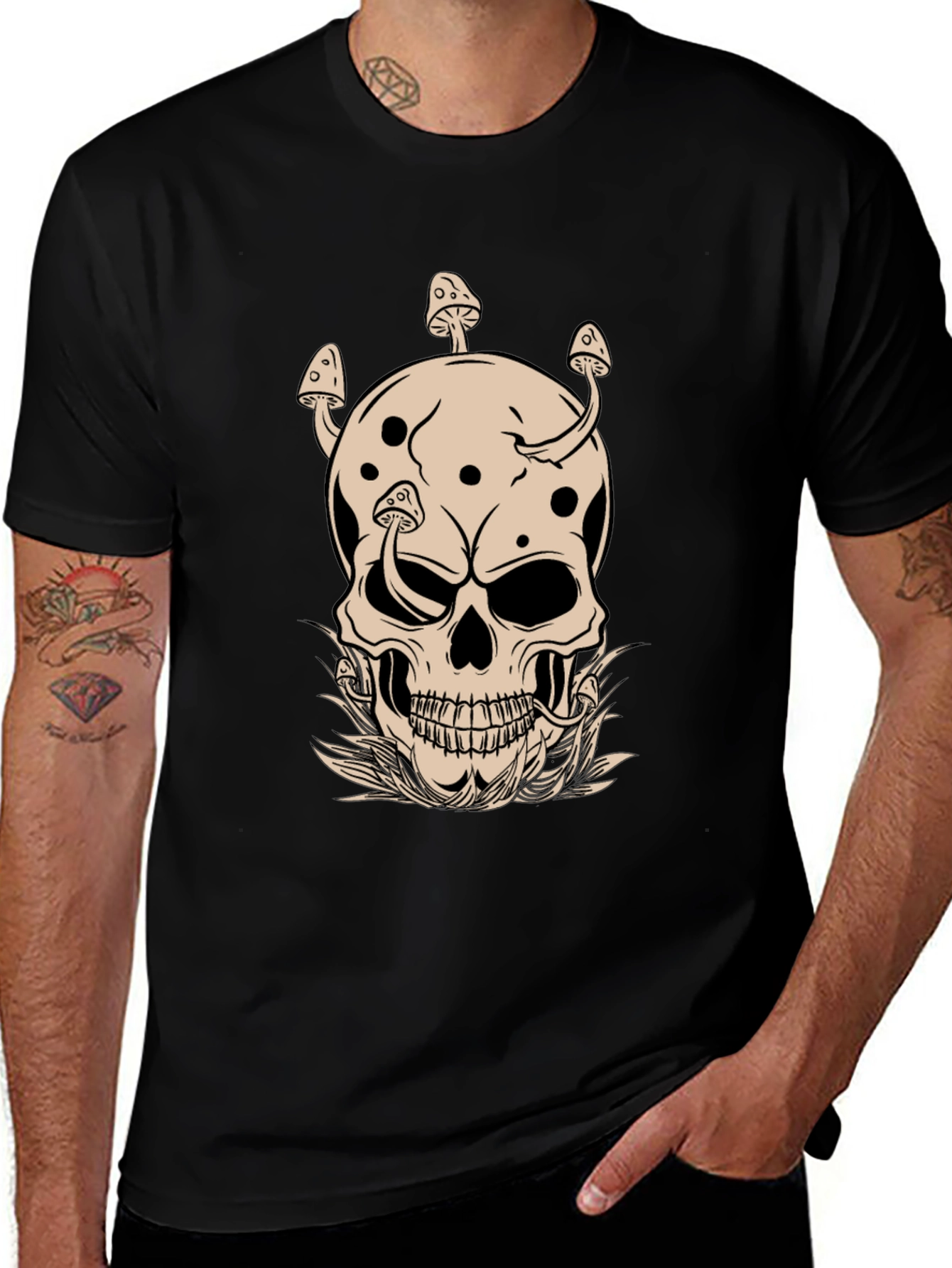 Variant 16 of Mushroom Skull Graphic Tee - Unique Design!