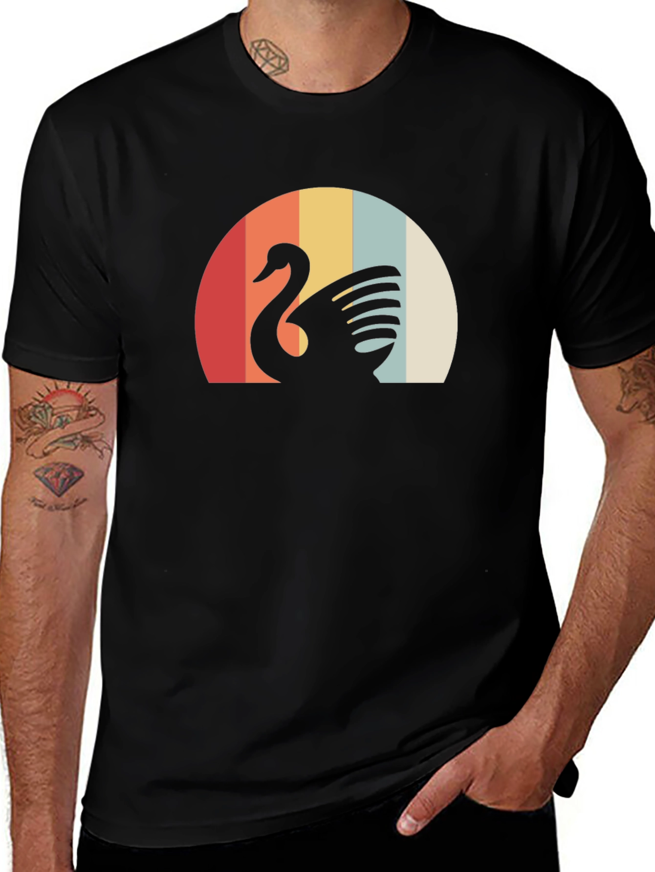 Variant 20 of Retro Swan Graphic Tee - Stylish Comfort