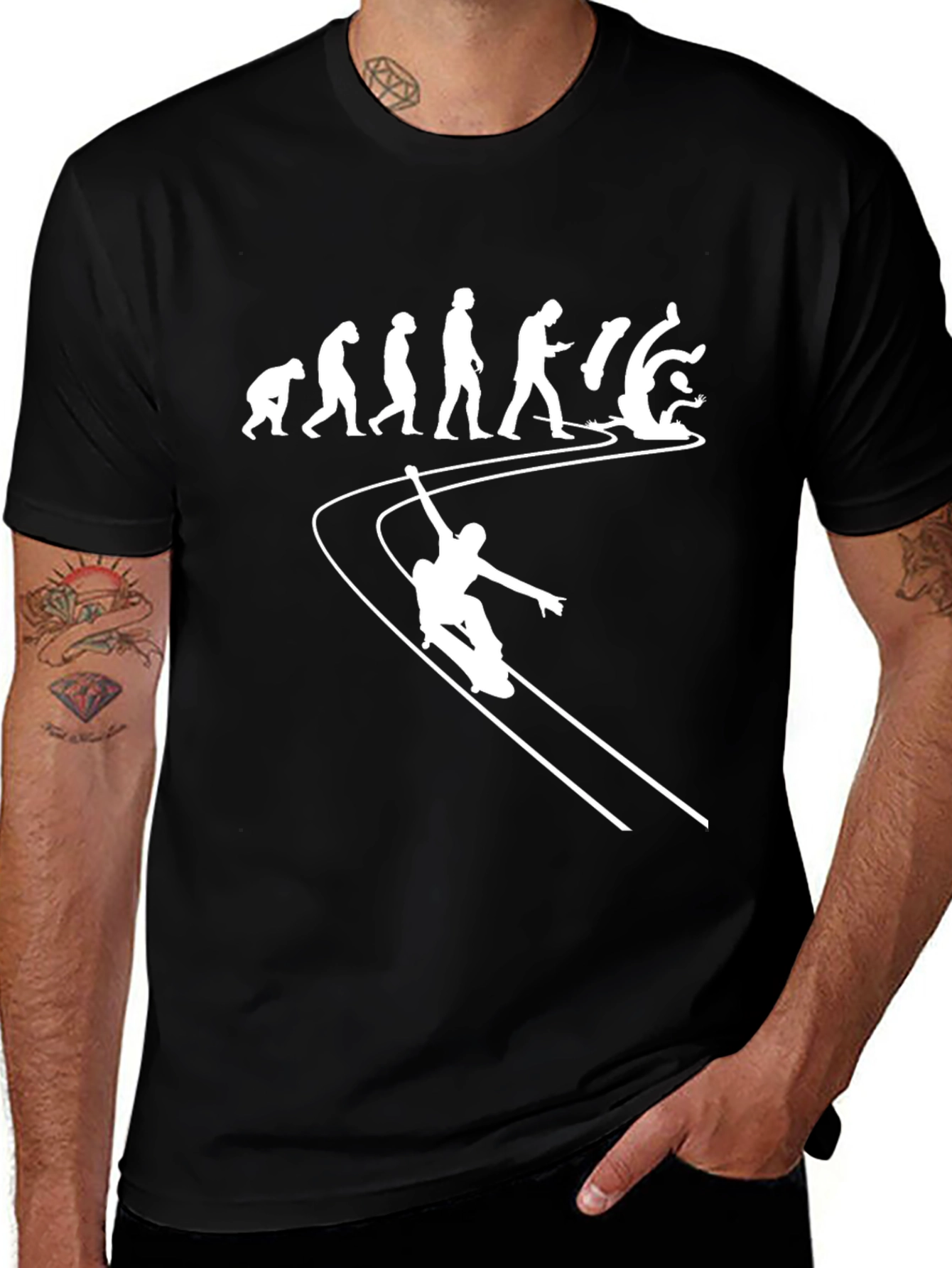 Variant 26 of Evolution of Snowboarding Men's Black T-Shirt