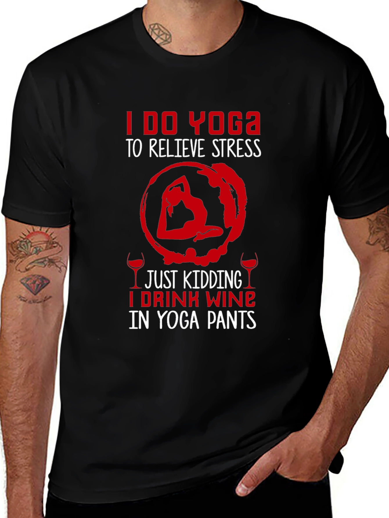 Variant 17 of Yoga Wine T-Shirt - Funny Relaxing Tee