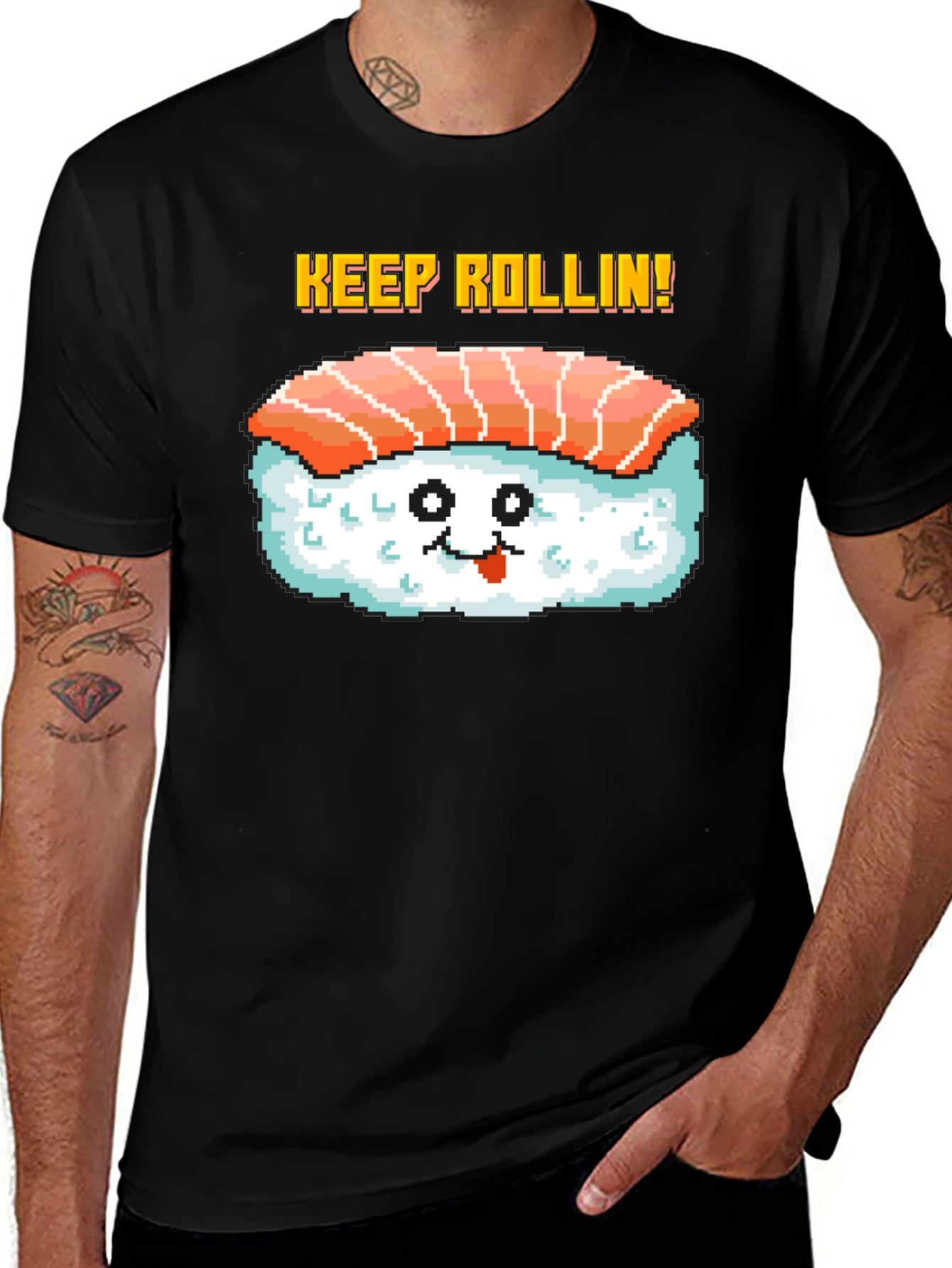 Variant 28 of Keep Rollin' Sushi Graphic Tee - Black