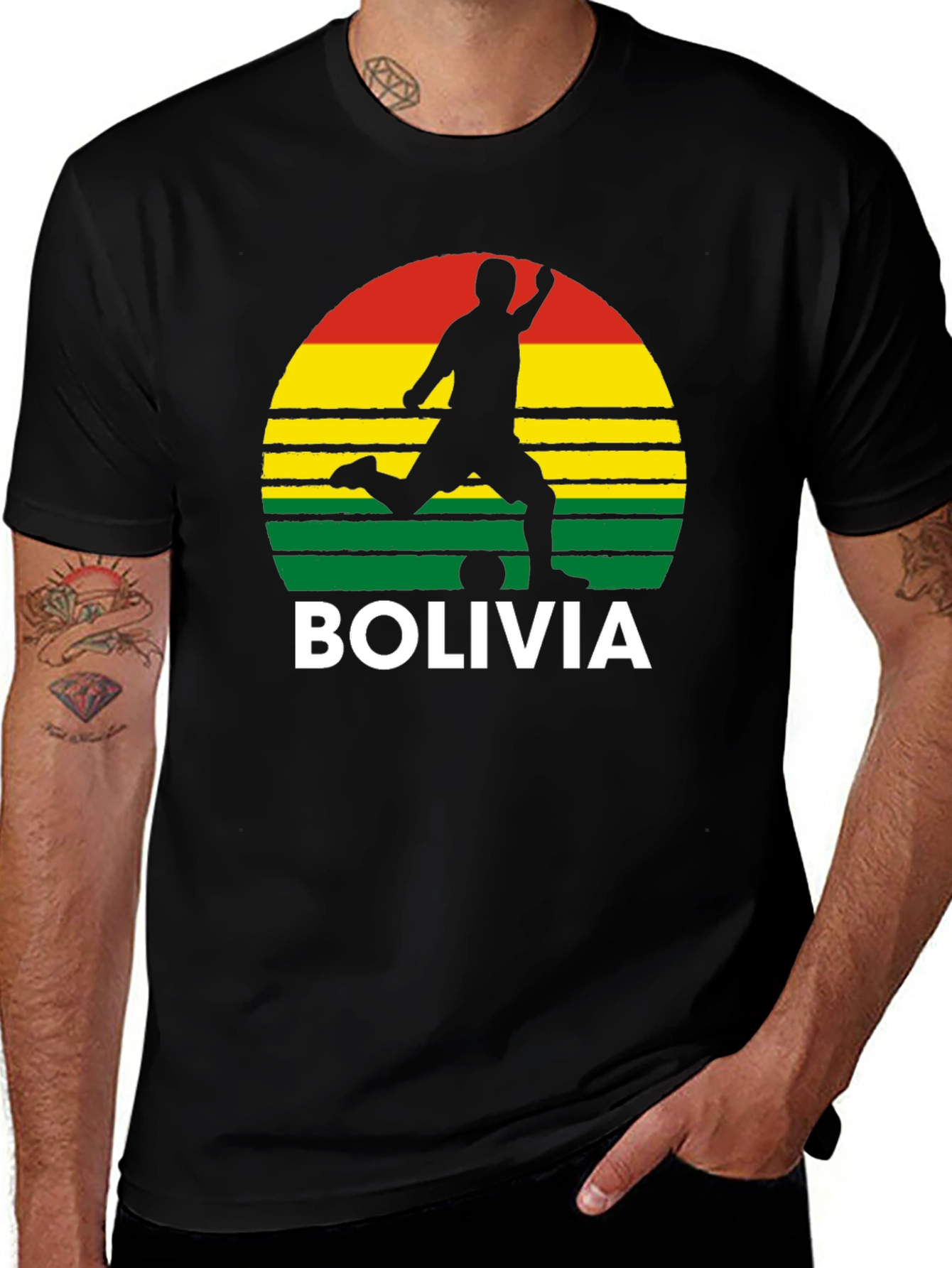 Variant 3 of Bolivia Soccer Graphic Tee - Black T-Shirt