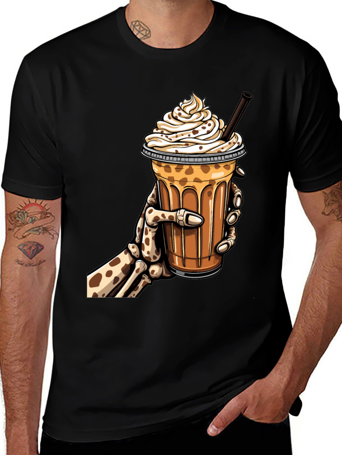 Variant 13 of Skeleton Hand Iced Coffee Graphic Tee