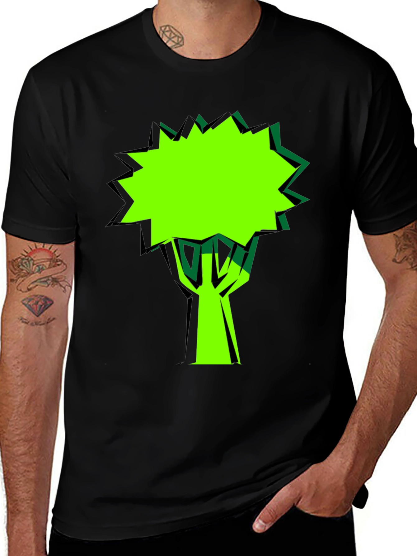 Variant 13 of Modern Graphic Tree T-Shirt - Black
