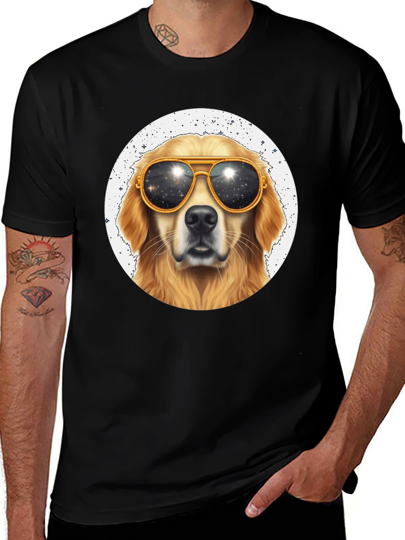 Variant 10 of Cool Golden Retriever Dog Graphic T-Shirt