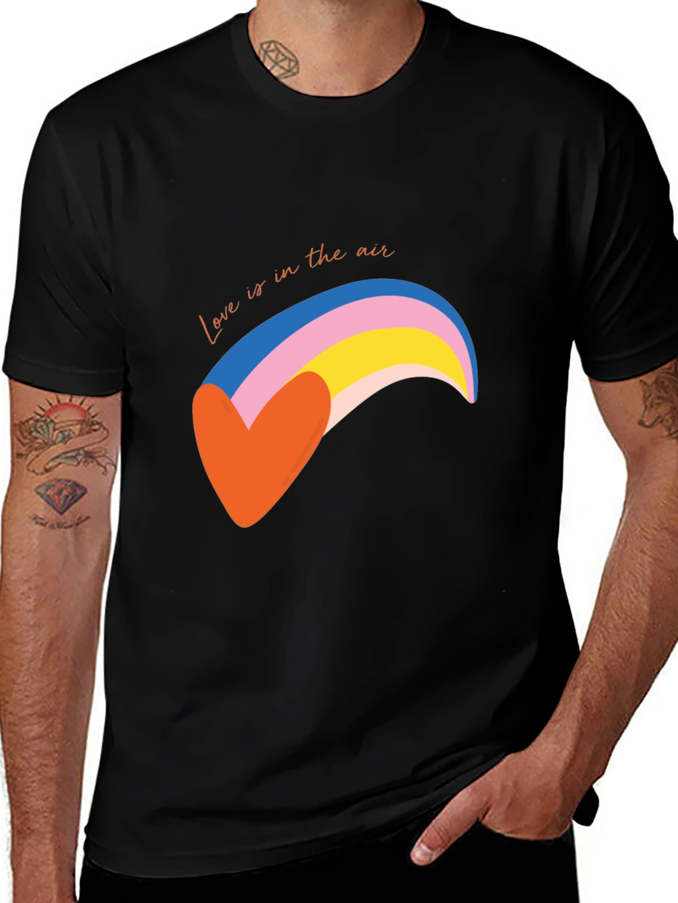 Variant 18 of Love is in the Air Heart Rainbow Graphic T-Shirt