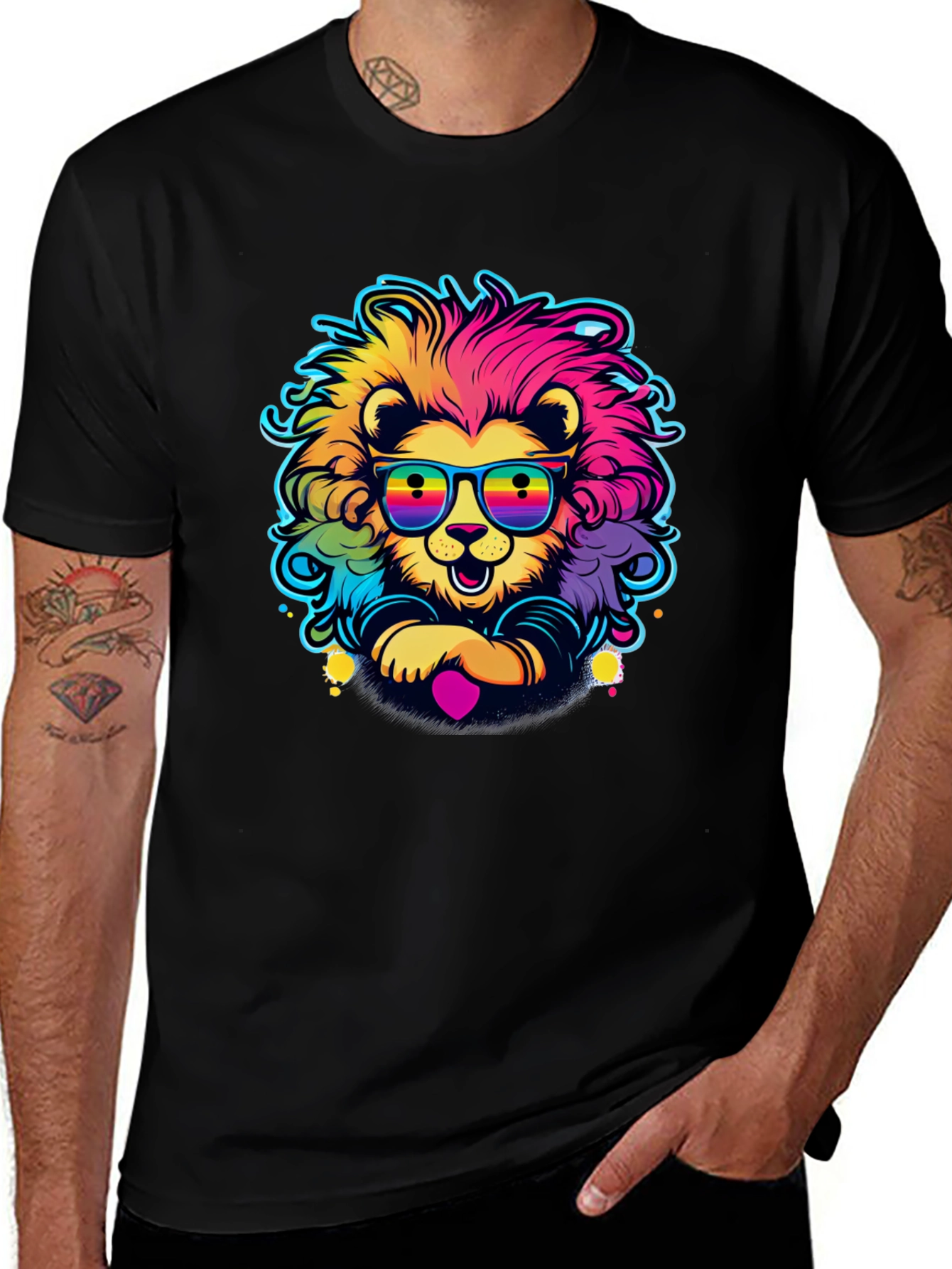 Variant 19 of Cool Lion Graphic Tee - Black