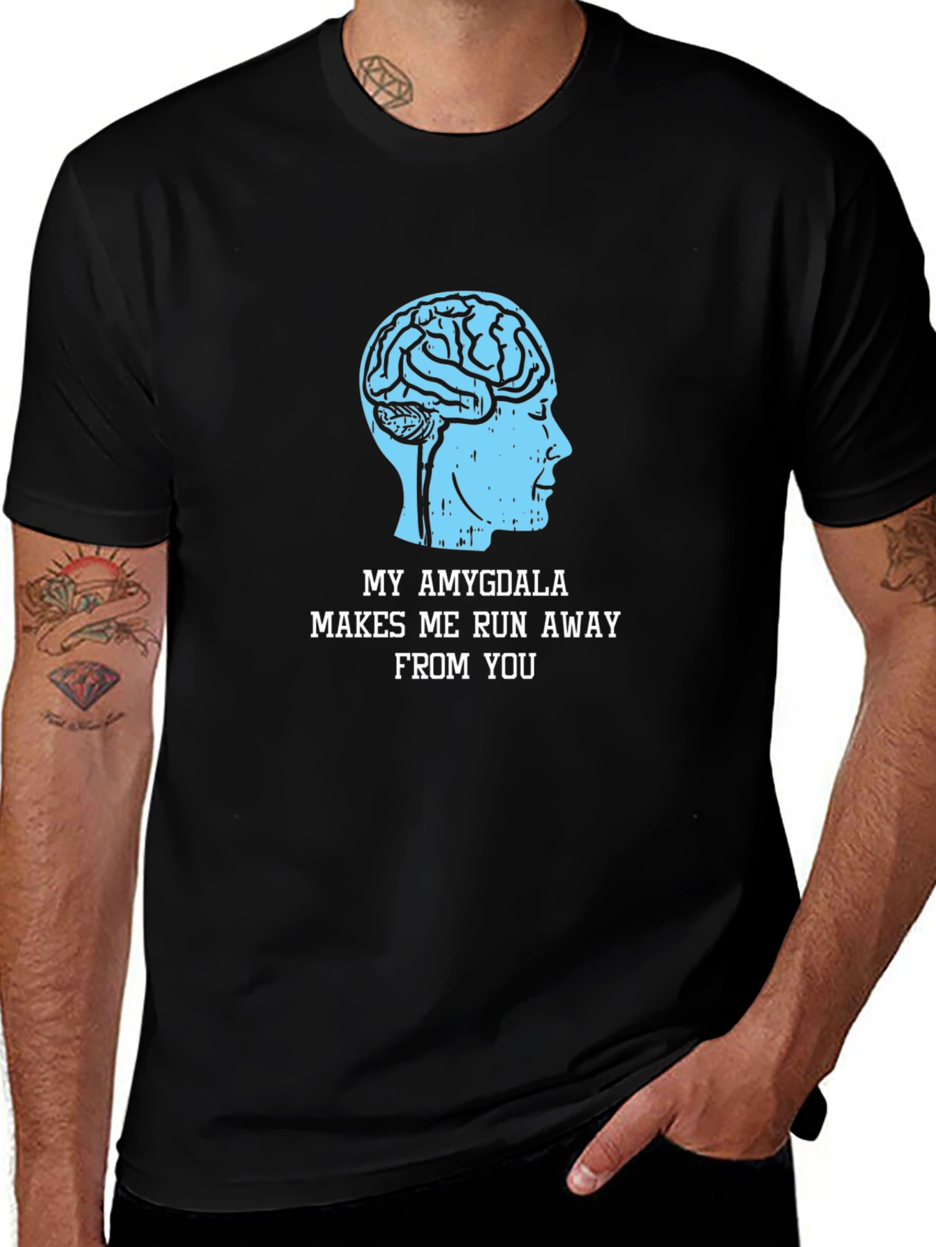 Variant 24 of Amygdala Makes Me Run Away T-Shirt - Brain Humor Tee