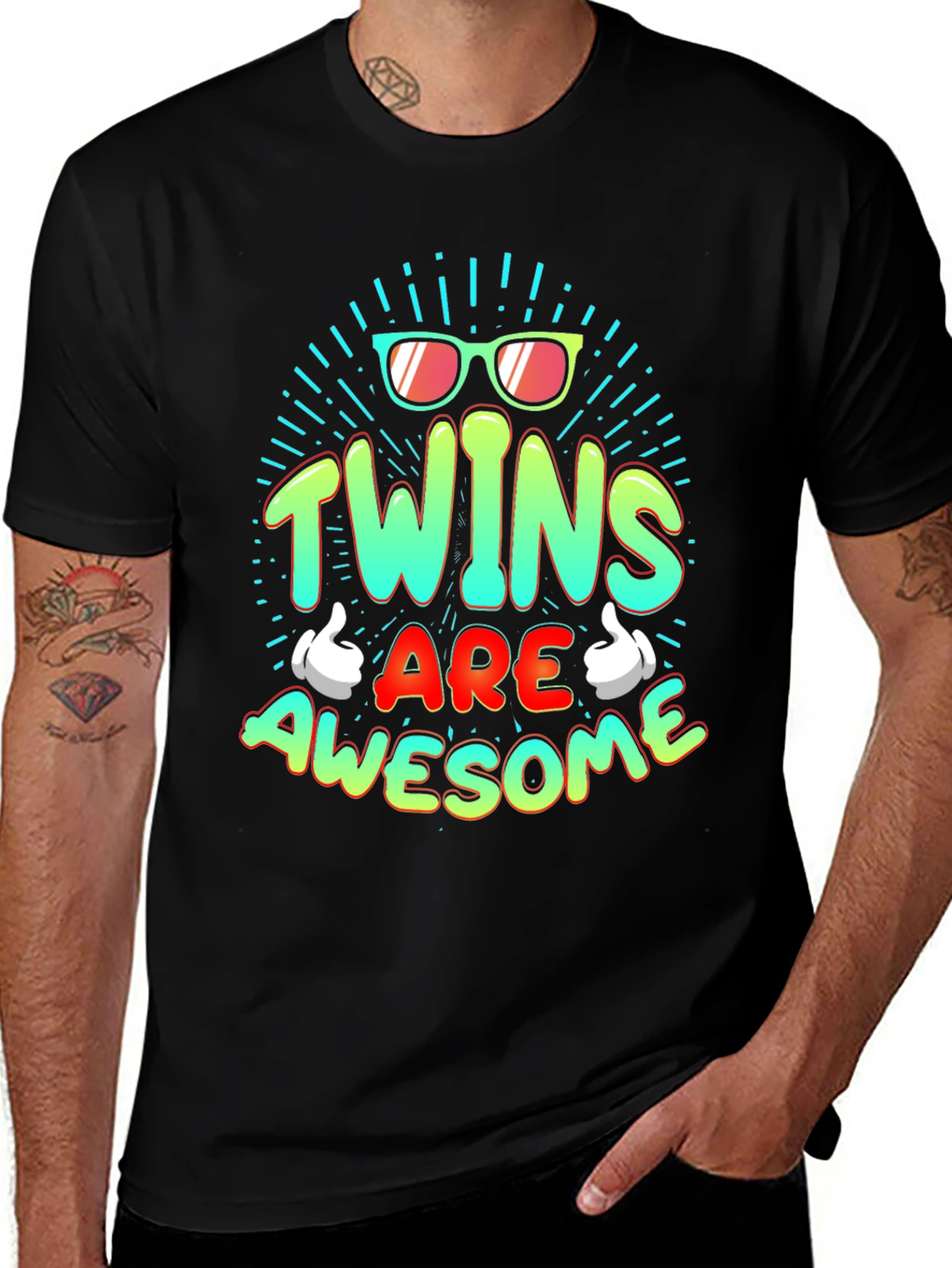 Variant 27 of Twins Are Awesome Graphic Tee - Trendy T-Shirt