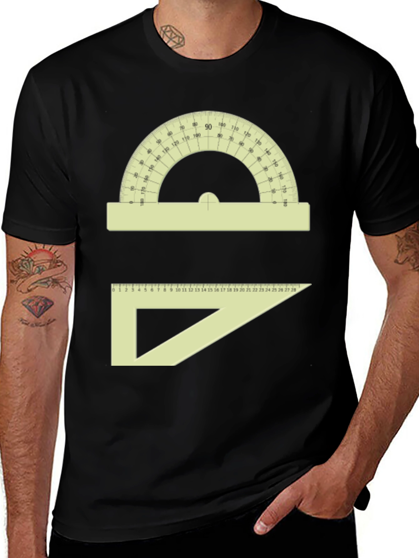 Variant 15 of Math Teacher T-Shirt - Protractor & Triangle Ruler Graphic Tee