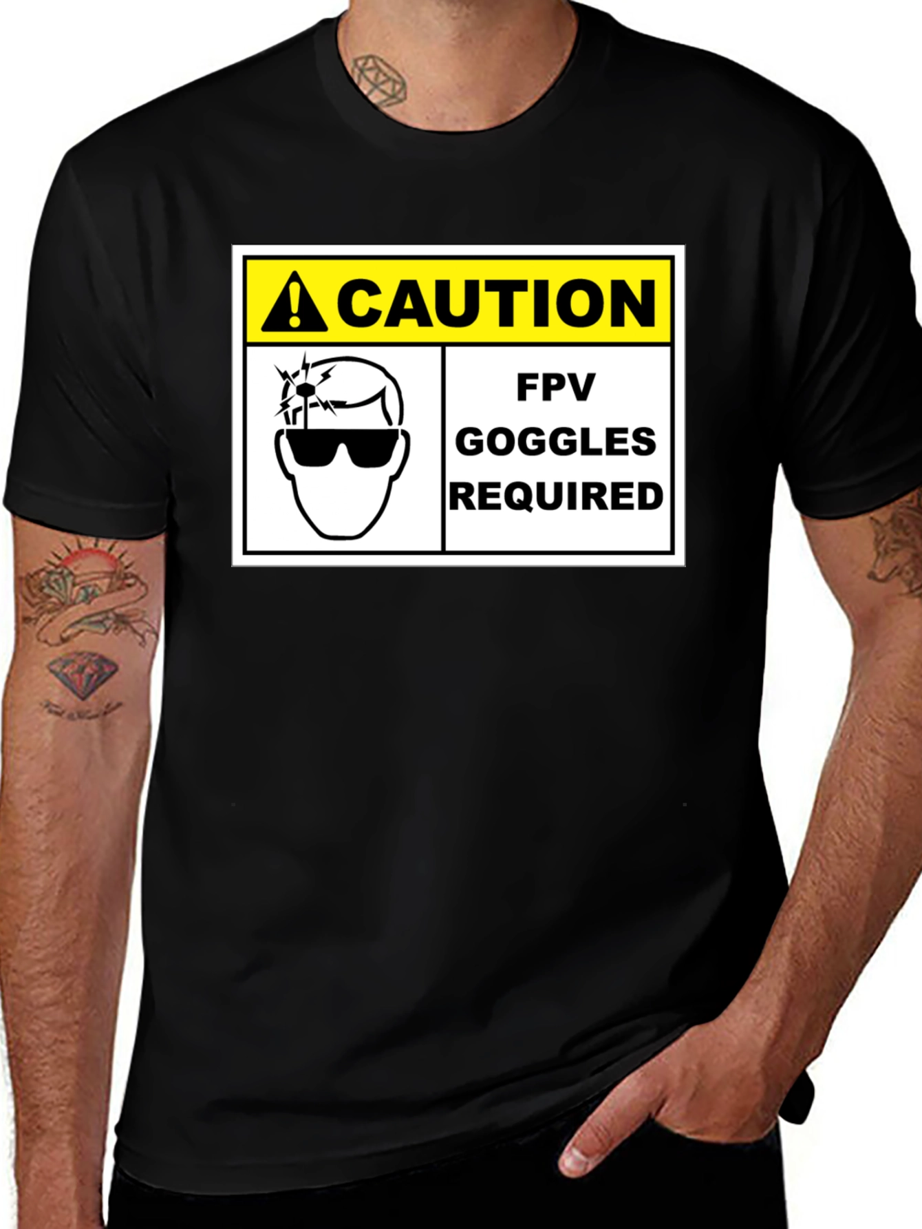 Caution FPV Goggles Required Black T-Shirt