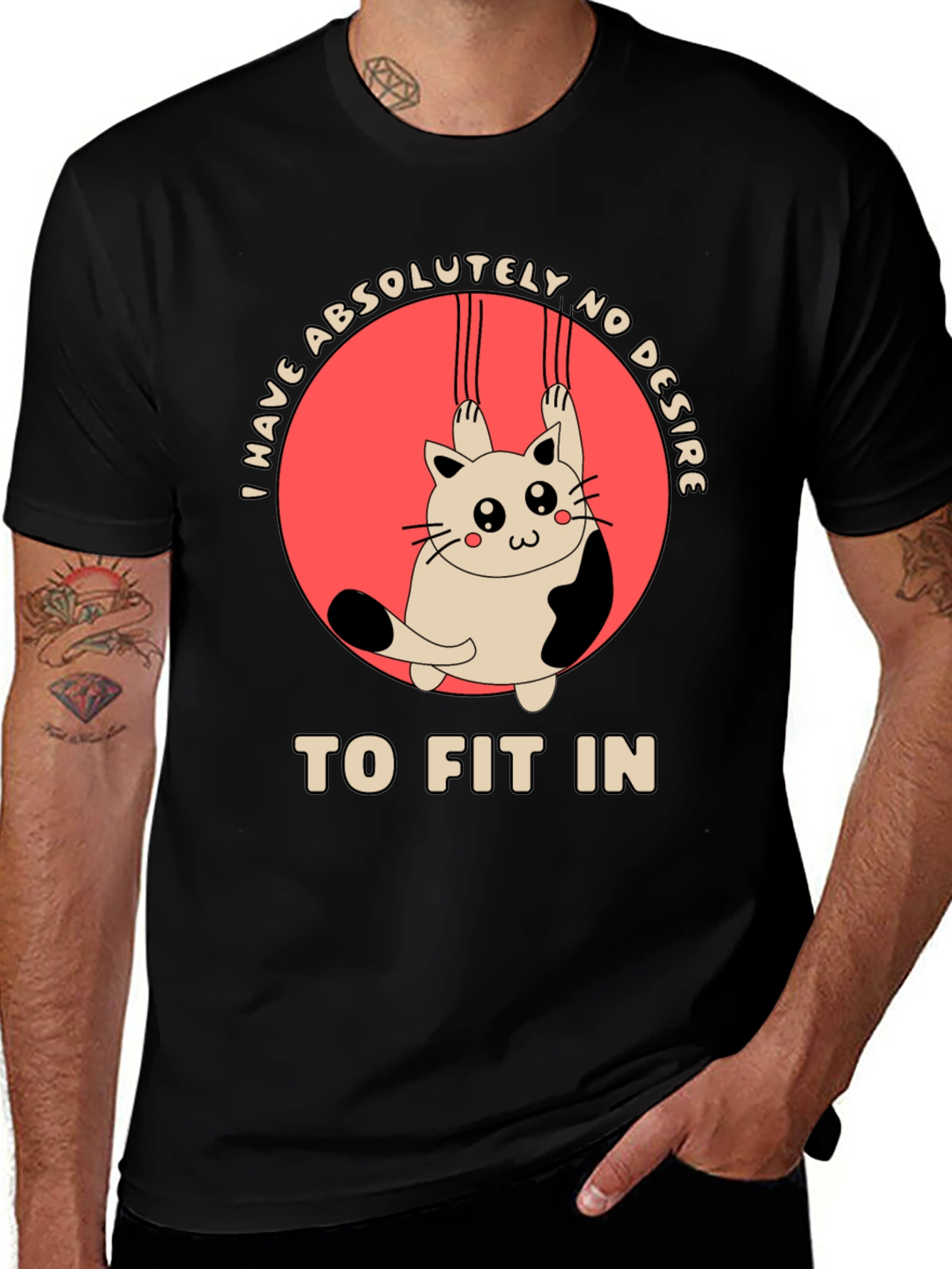 Variant 11 of Unique Cat Graphic T-Shirt - No Desire to Fit In