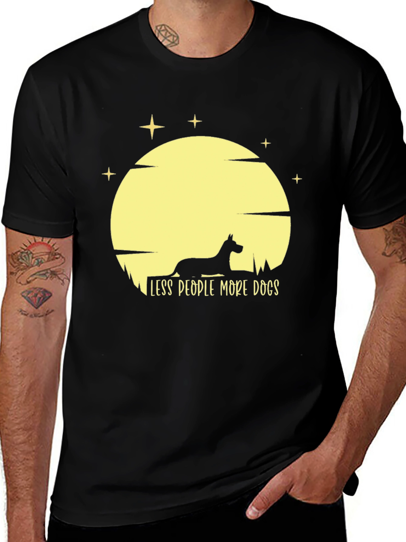 Variant 20 of Less People More Dogs T-Shirt - Black Dog Lover Tee