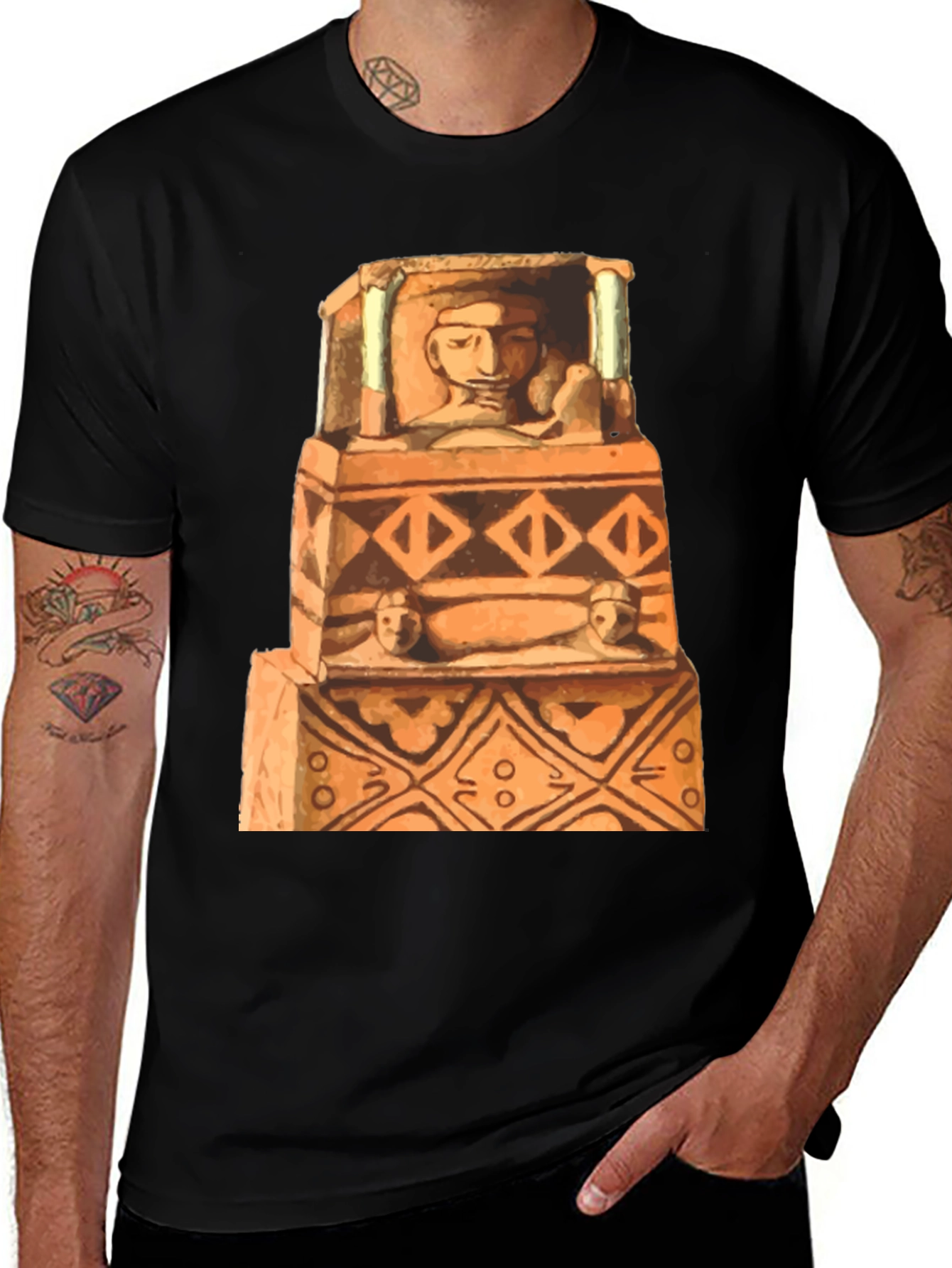 Variant 25 of Ancient Ruins Graphic Tee - Black Cotton T-Shirt