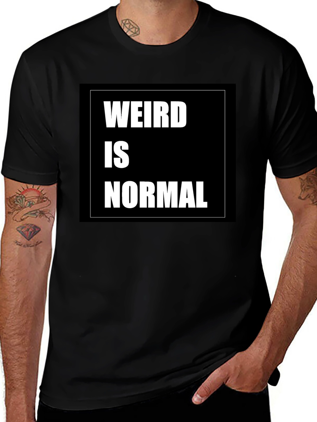 Variant 20 of Weird Is Normal Graphic Tee - Unisex Black T-Shirt