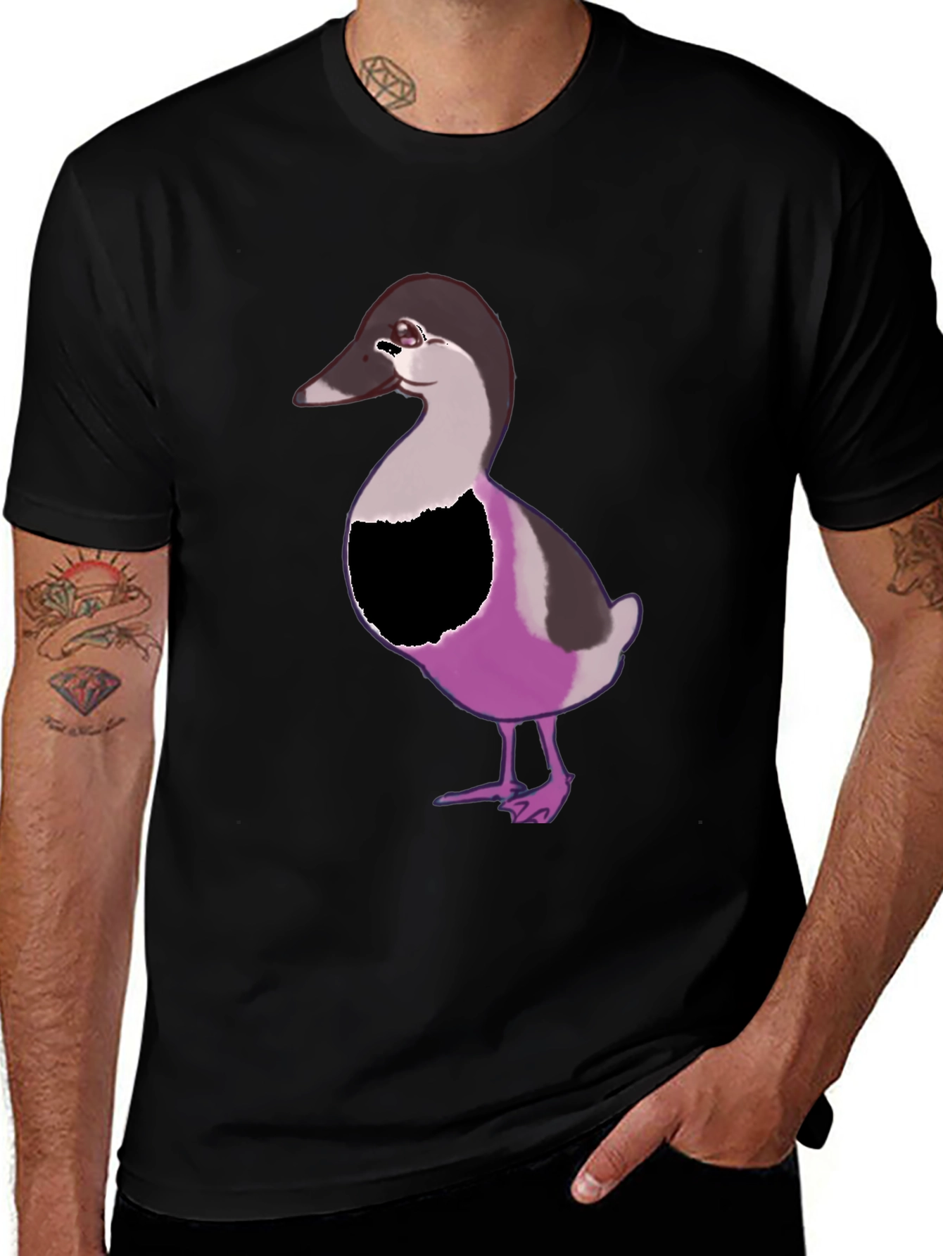 Variant 23 of Duck Graphic Tee - Black Cotton T-Shirt