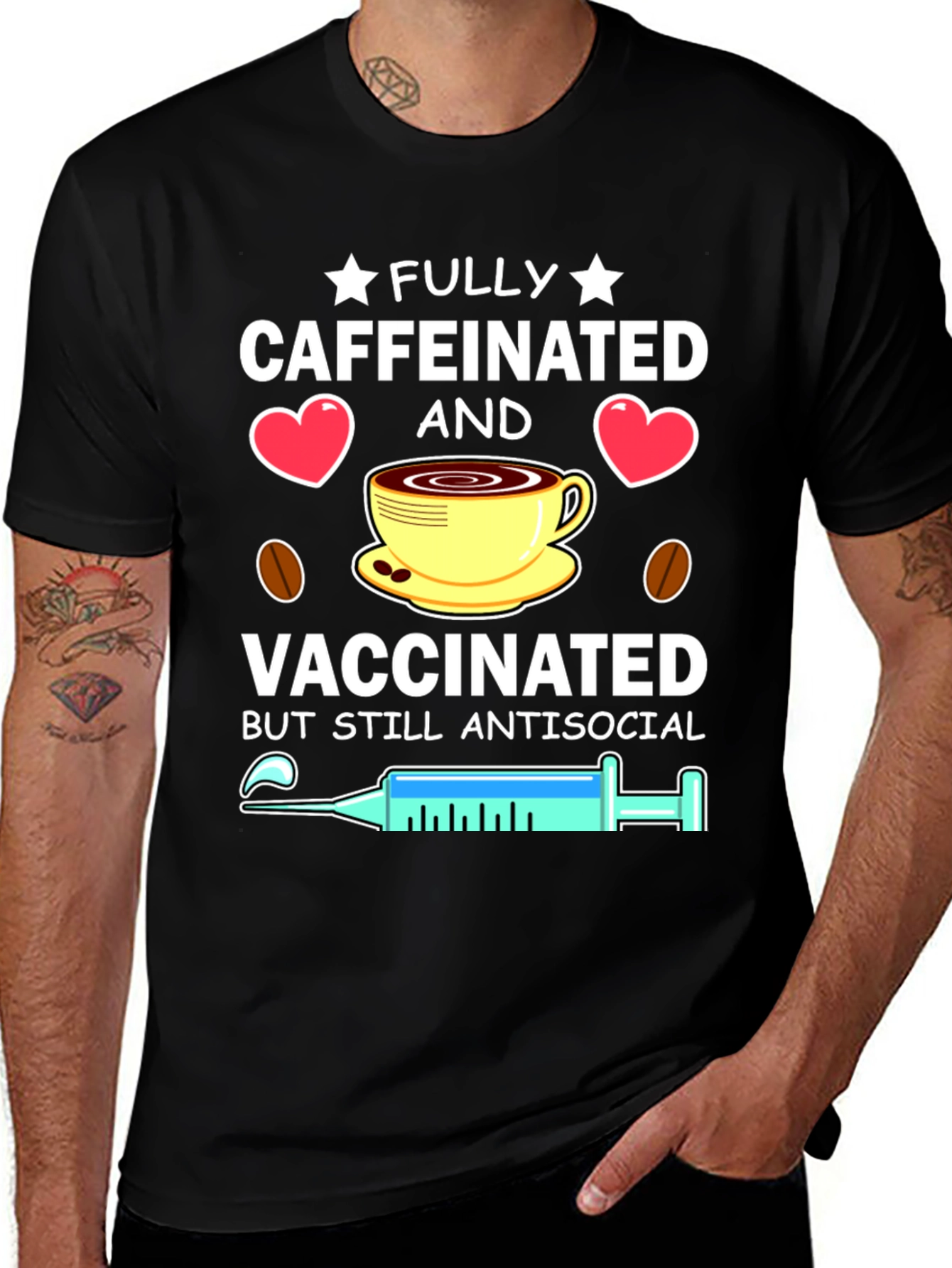 Variant 9 of Fully Caffeinated & Vaccinated T-Shirt