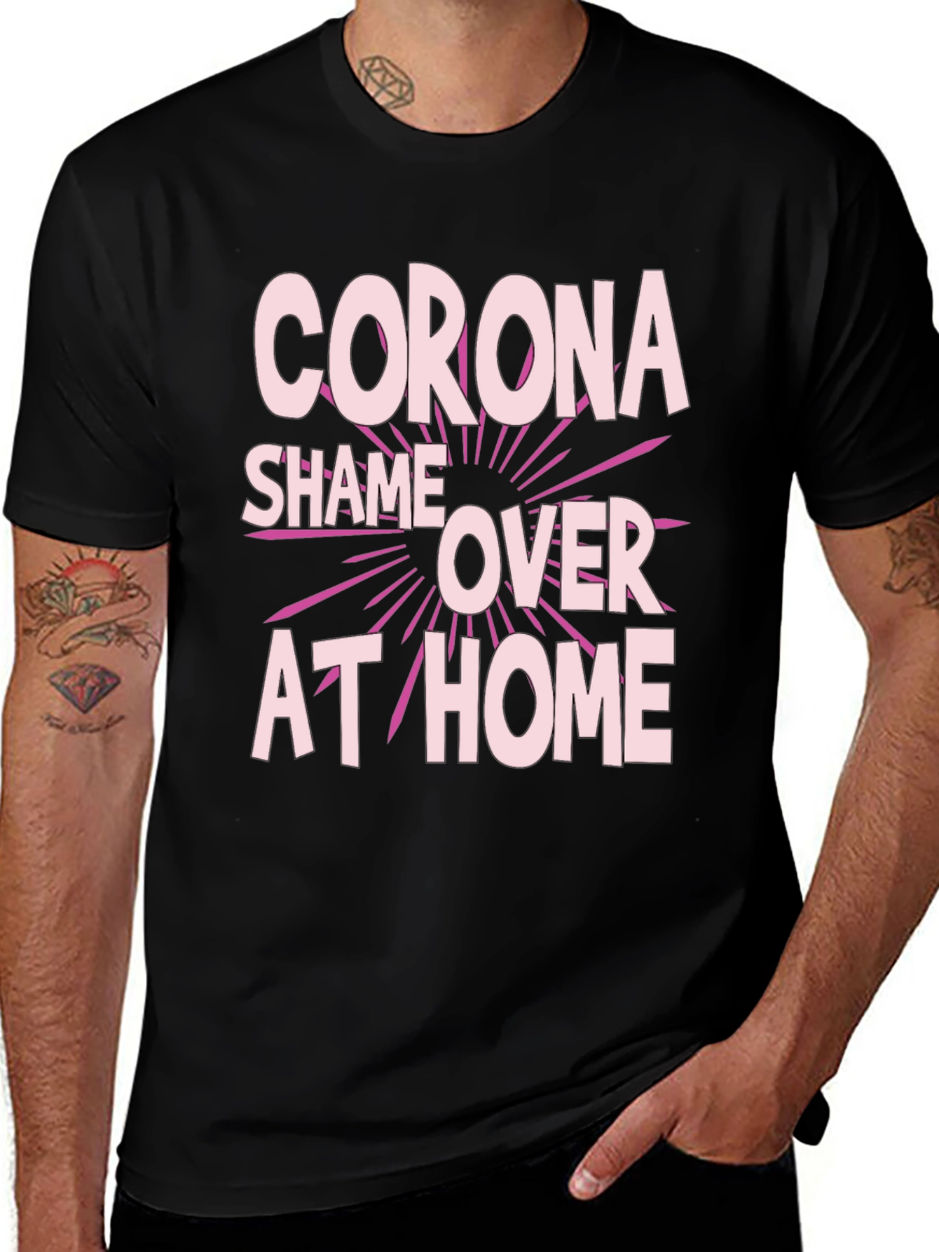 Variant 12 of Corona Shame Over At Home Black Graphic Tee