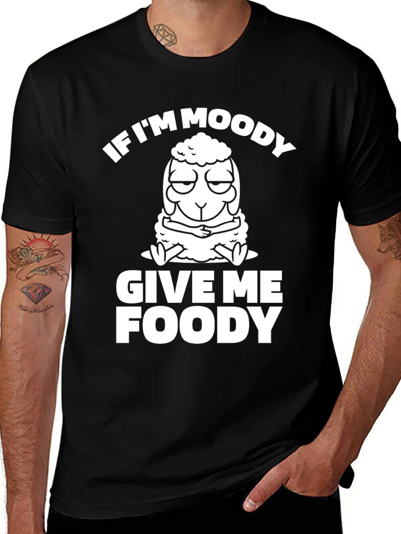 Variant 24 of Moody Sheep Foody T-Shirt - Funny Graphic Tee