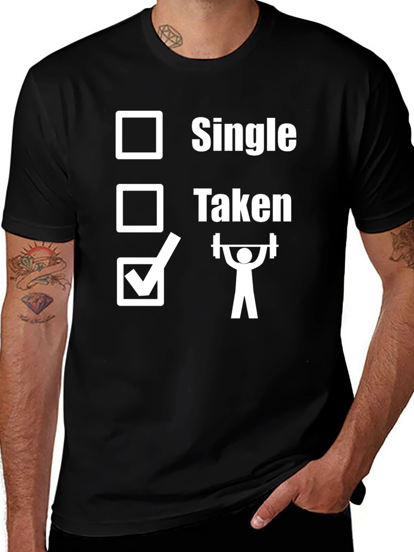 Variant 9 of Single, Taken, Weightlifting T-Shirt