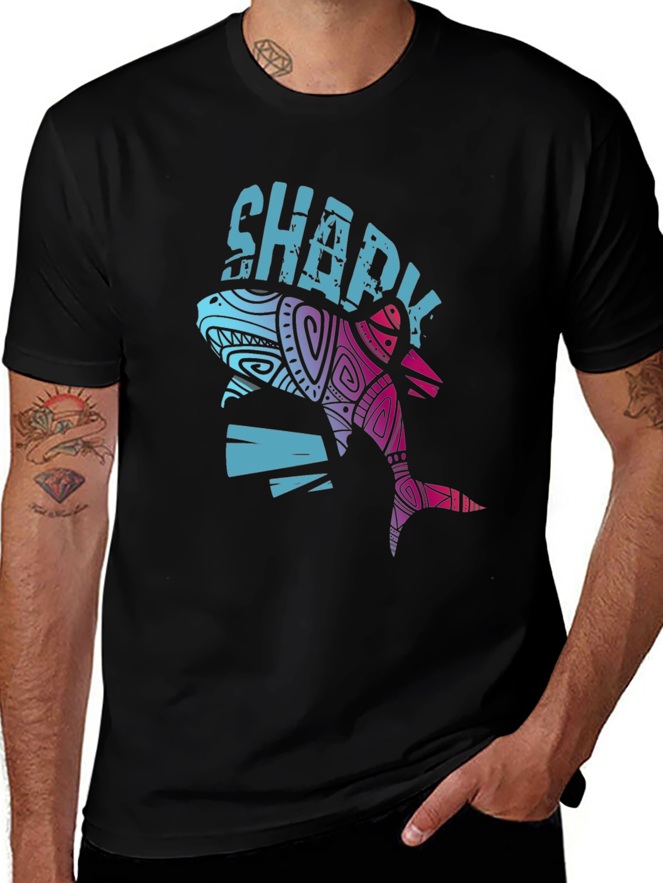 Variant 12 of Sharky Graphic Tee - Cool Tribal Shark Design