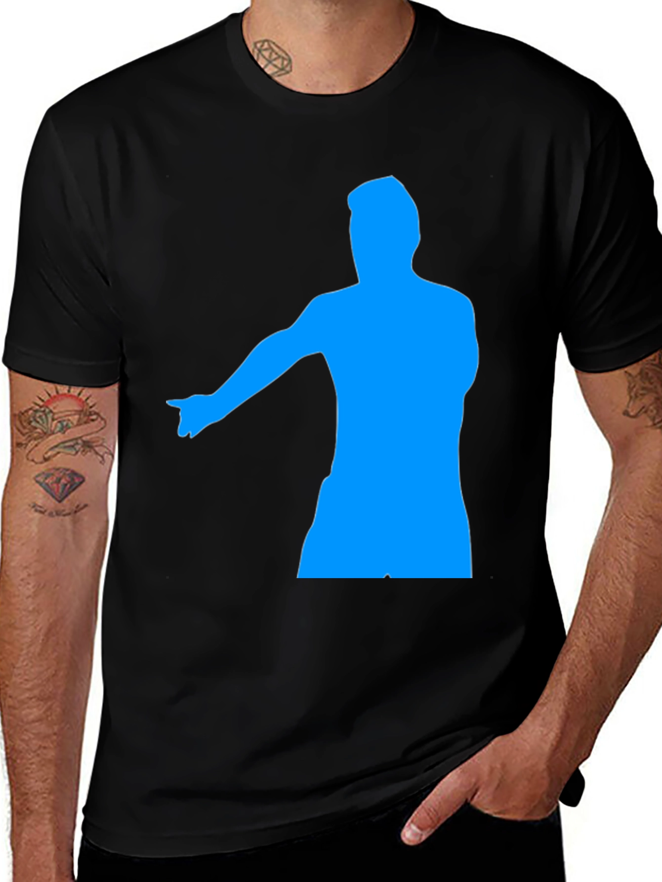 Variant 14 of Men's Black Graphic Tee - Pointing Silhouette