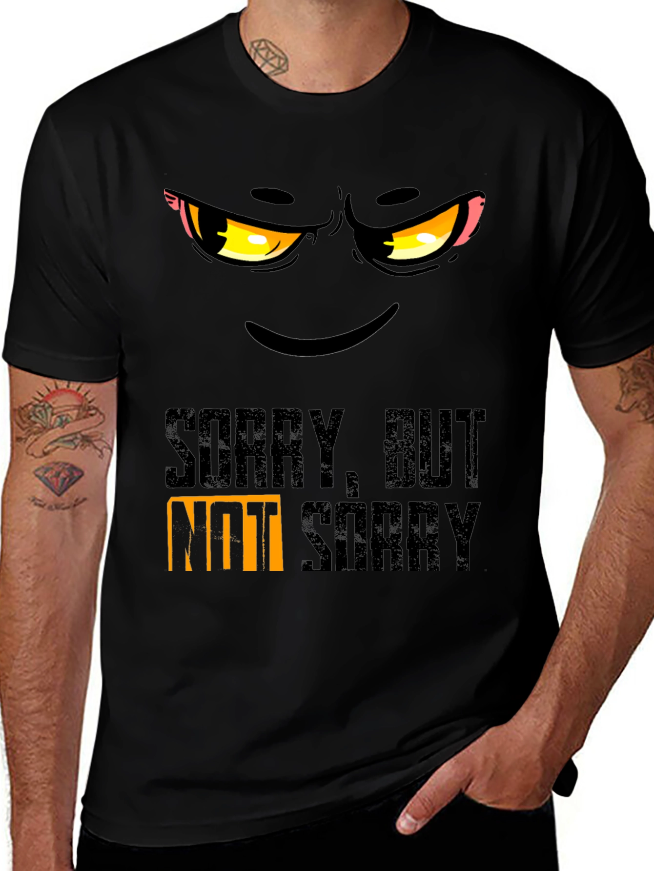 Variant 19 of Sorry, But Not Sorry Graphic Tee - Men's Black T-Shirt
