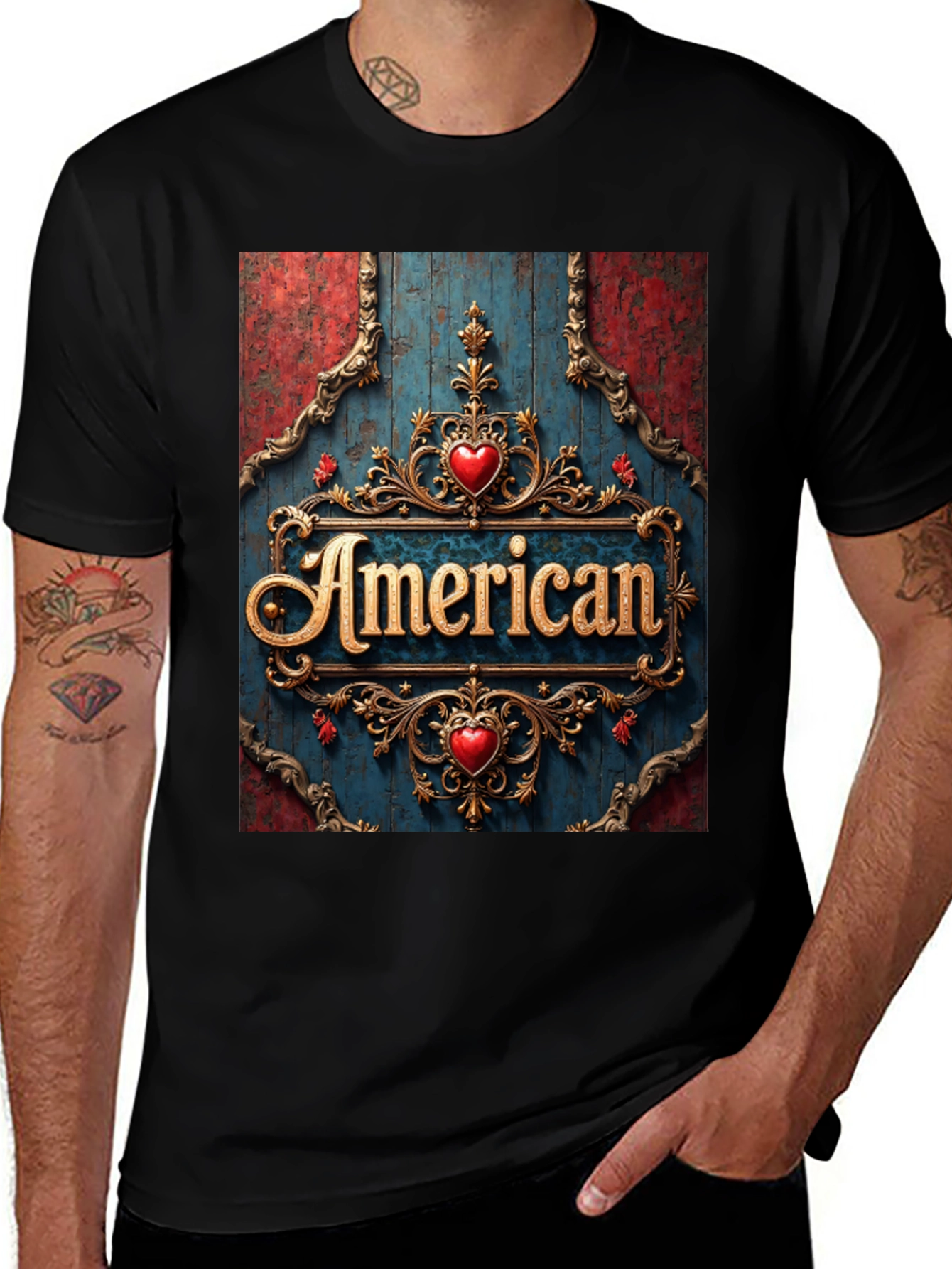 Variant 4 of American Pride T-Shirt: Ornate Heart Design