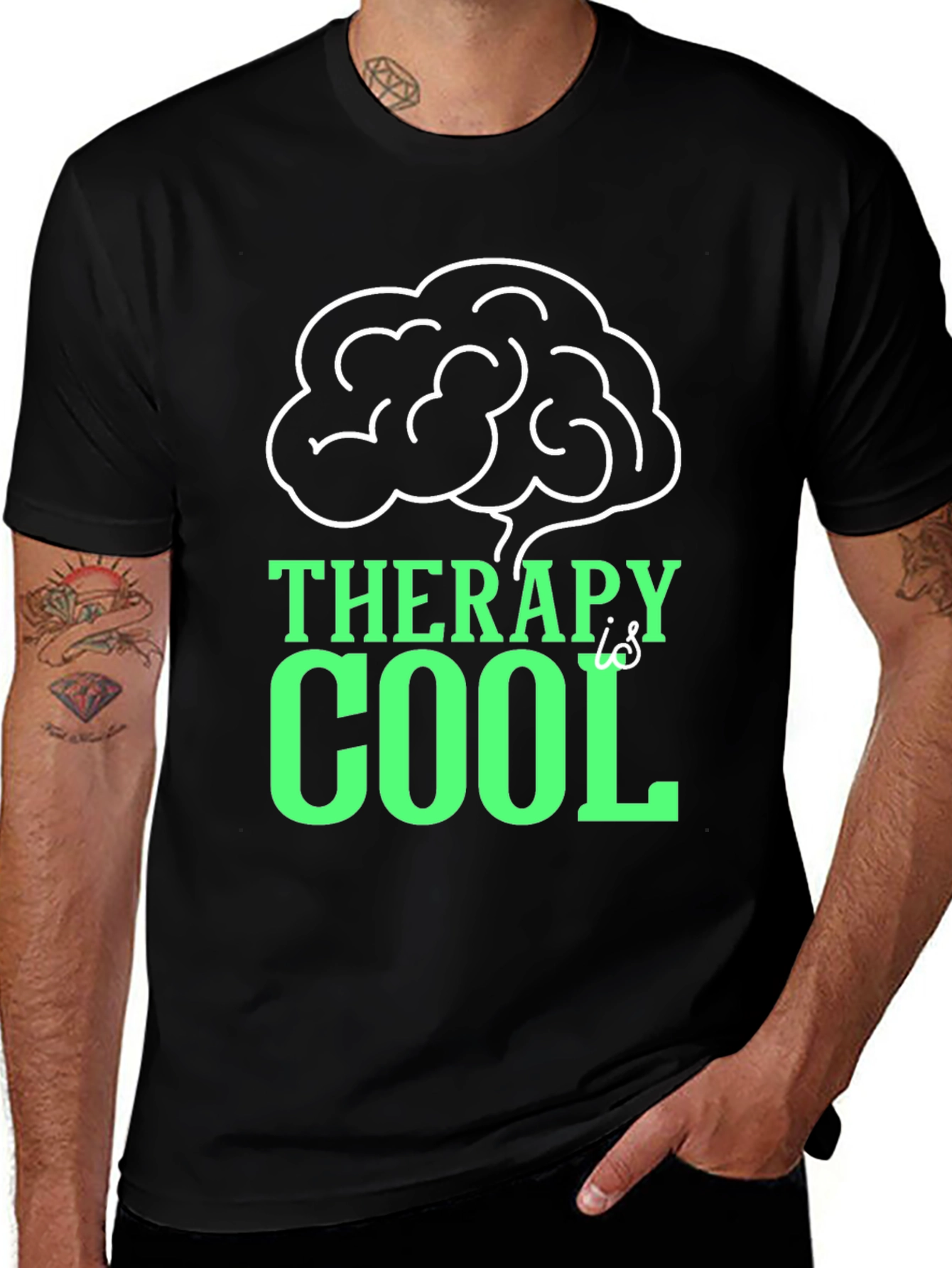 Variant 21 of Therapy is Cool T-Shirt - Brain Design