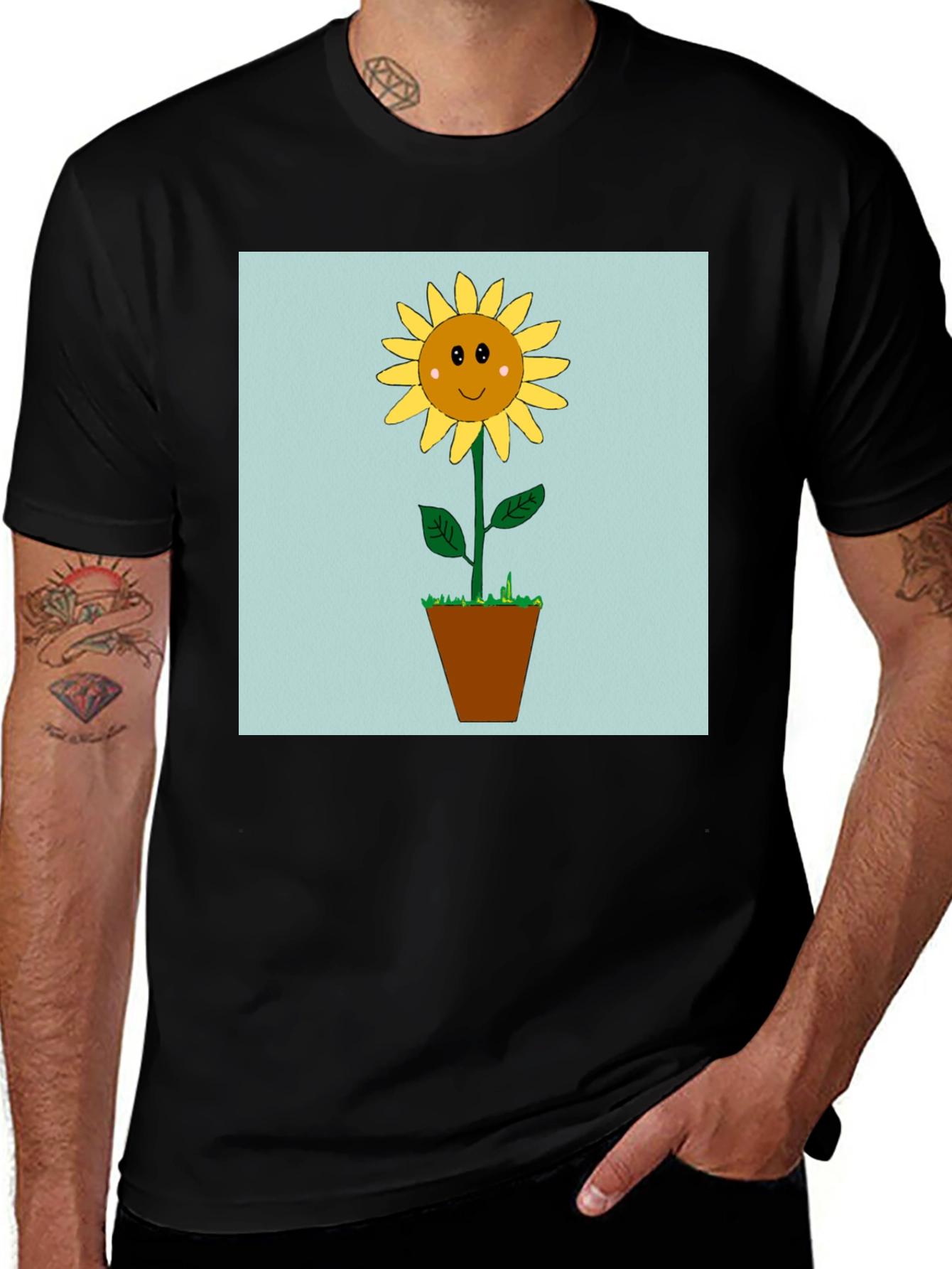 Variant 4 of Sunflower Graphic Tee - Black Cotton Blend