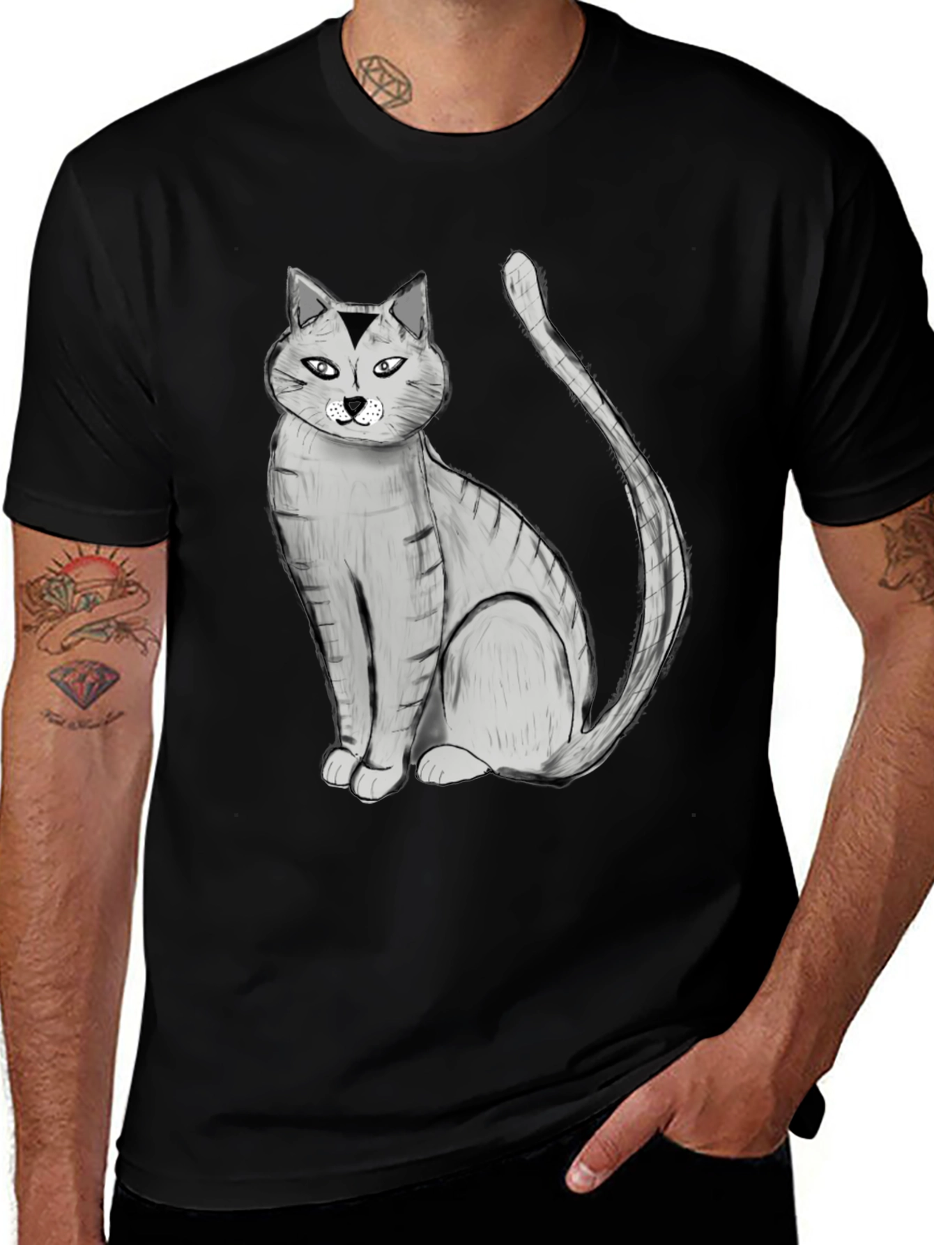 Variant 21 of Black Cat Graphic Tee - Unisex Cotton Blend T-Shirt