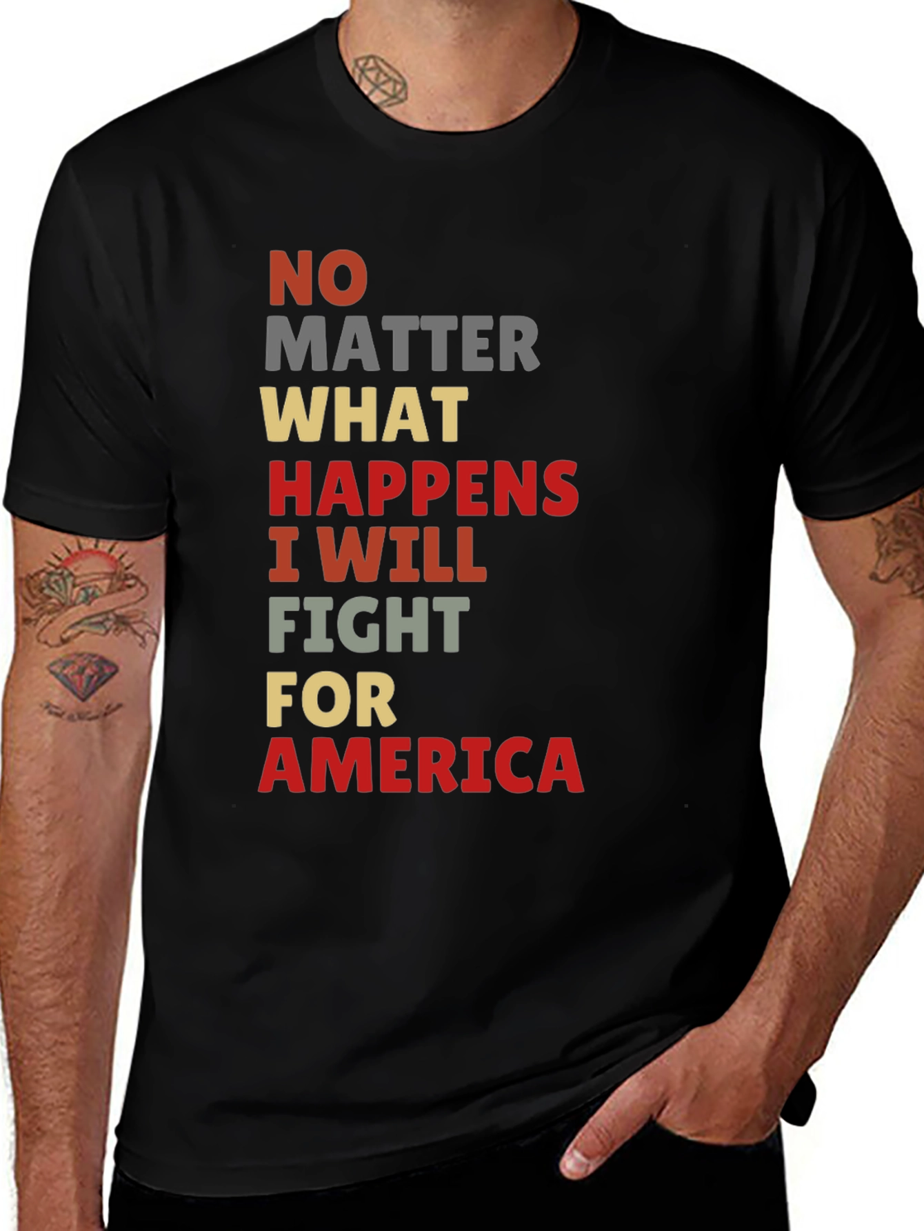 Variant 18 of Patriotic Graphic Tee - No Matter What, I Will Fight