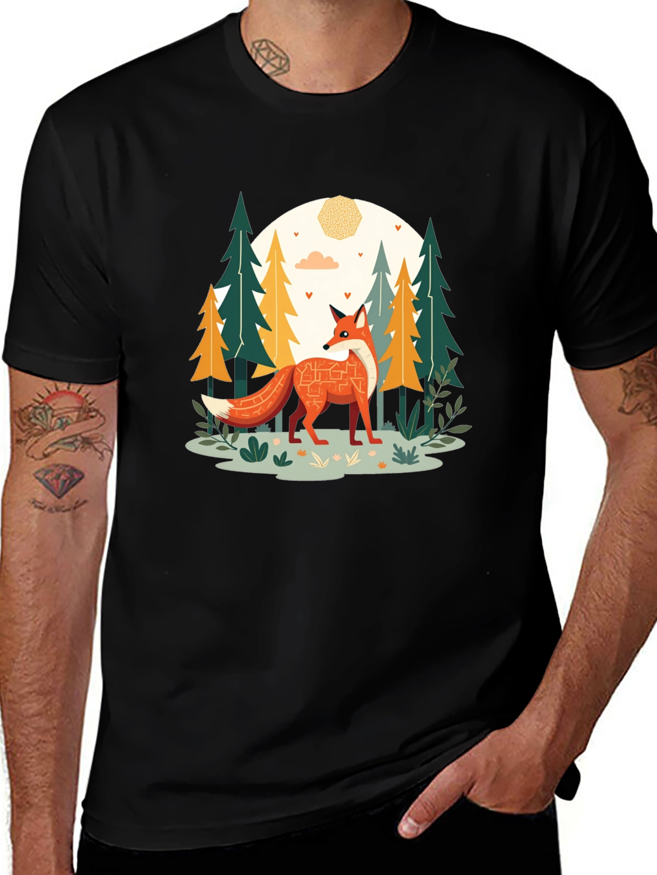Variant 28 of Fox in Forest Graphic Tee - Nature Lover's T-Shirt