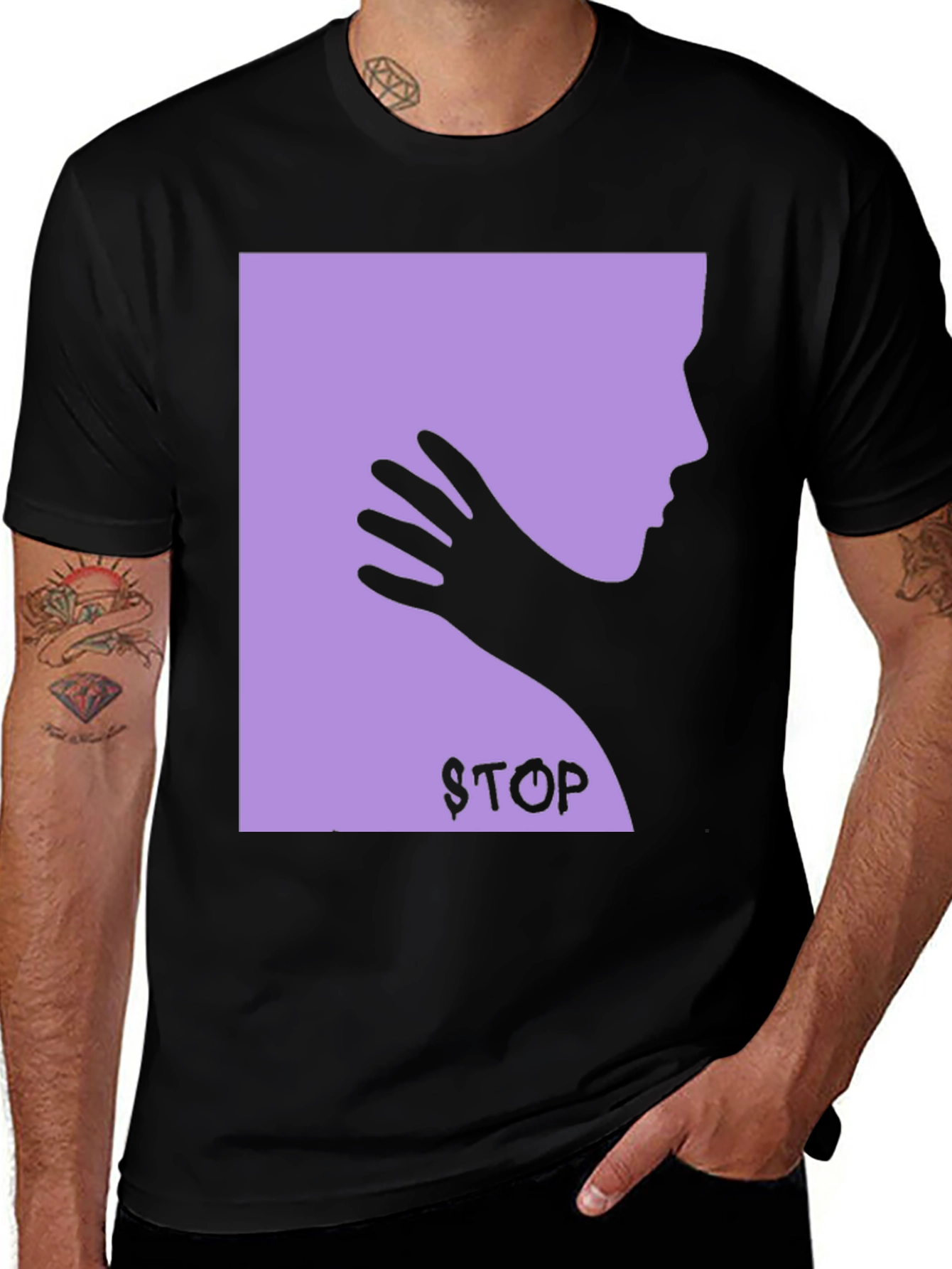 Protest T-Shirt: Stop Violence - Black Cotton Tee