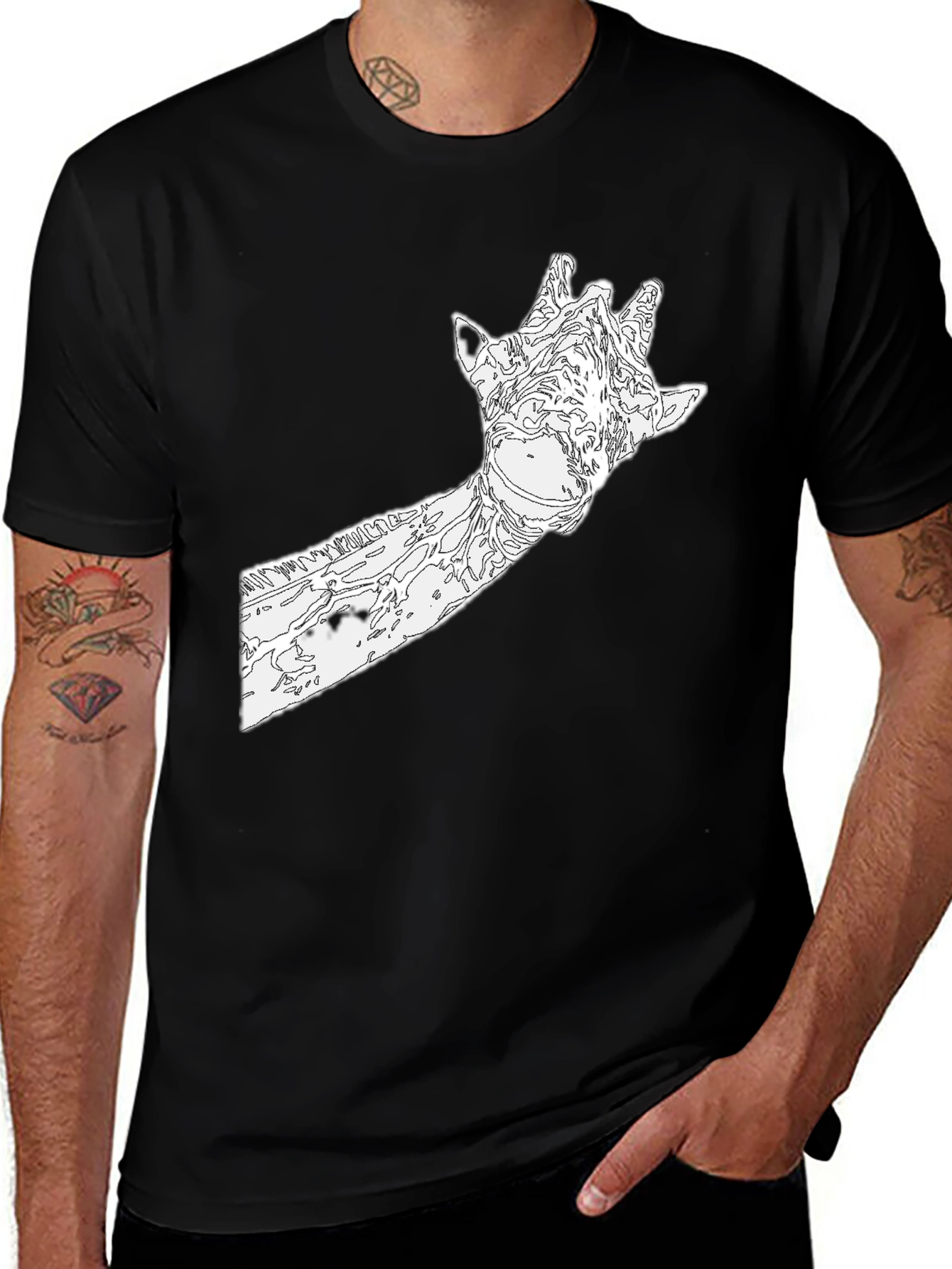 Variant 17 of Giraffe Hand T-Shirt - Unique Graphic Tee
