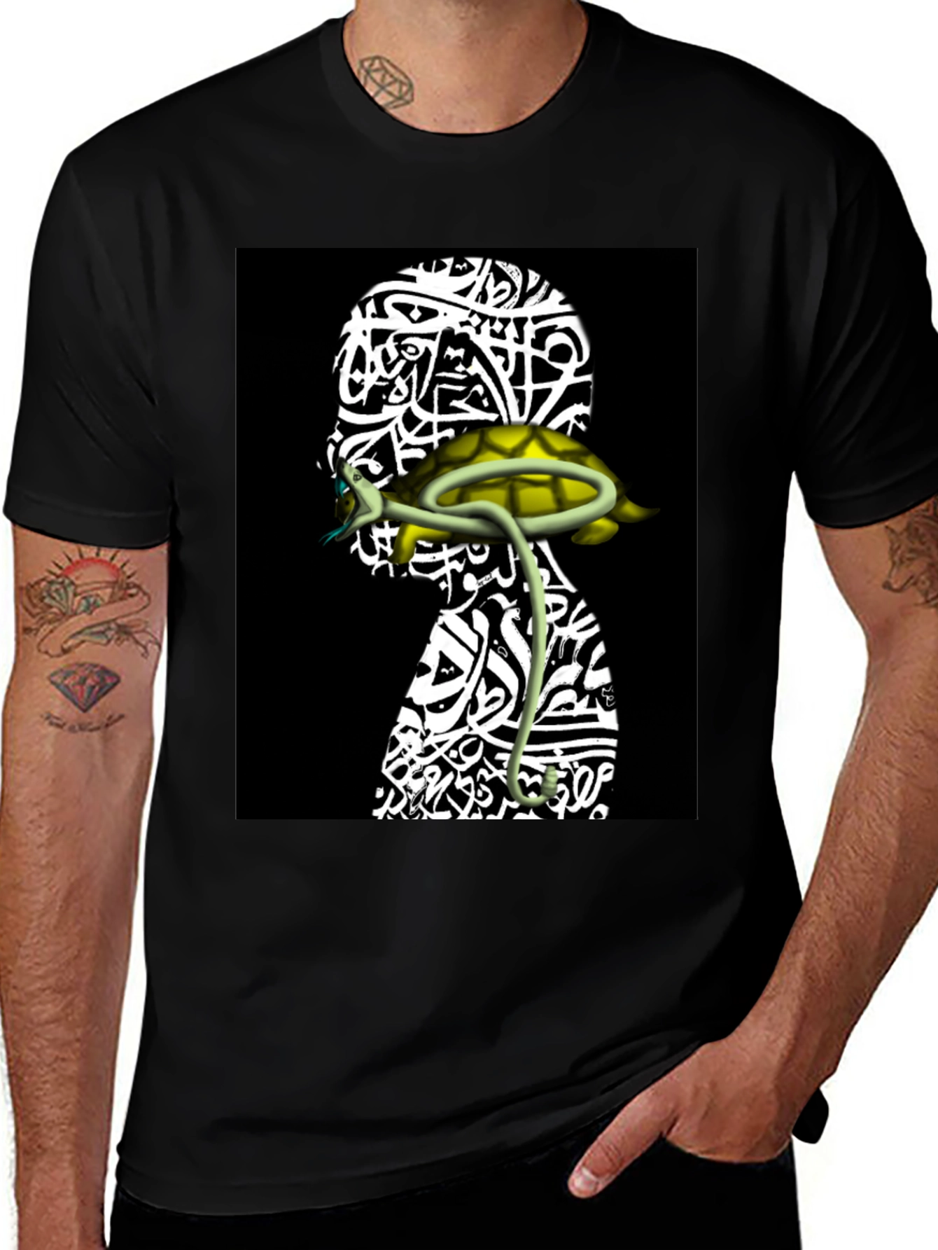 Variant 13 of Unique Graphic Tee - Head with Turtle Design