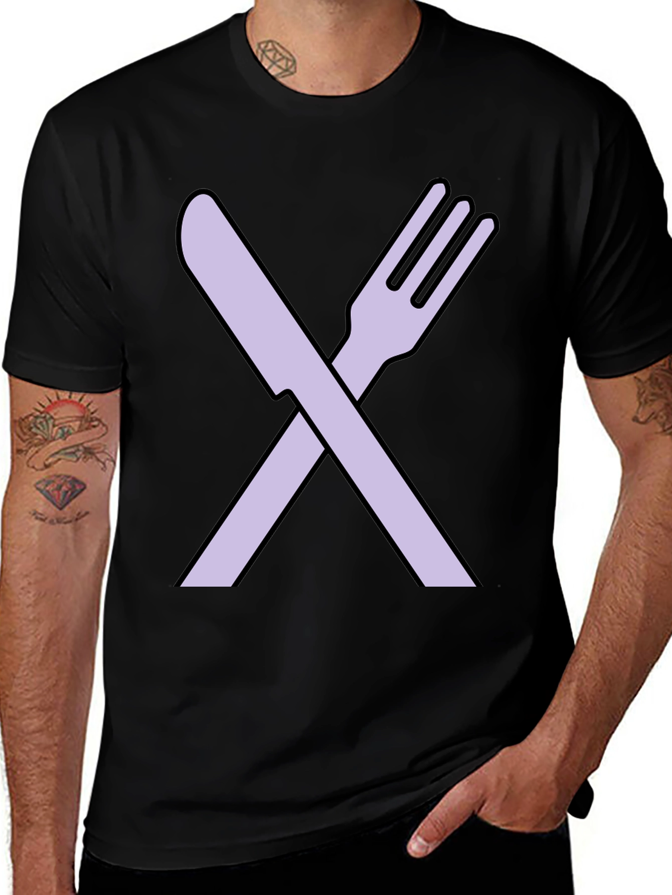 Variant 27 of Fork and Knife Graphic Tee - Black