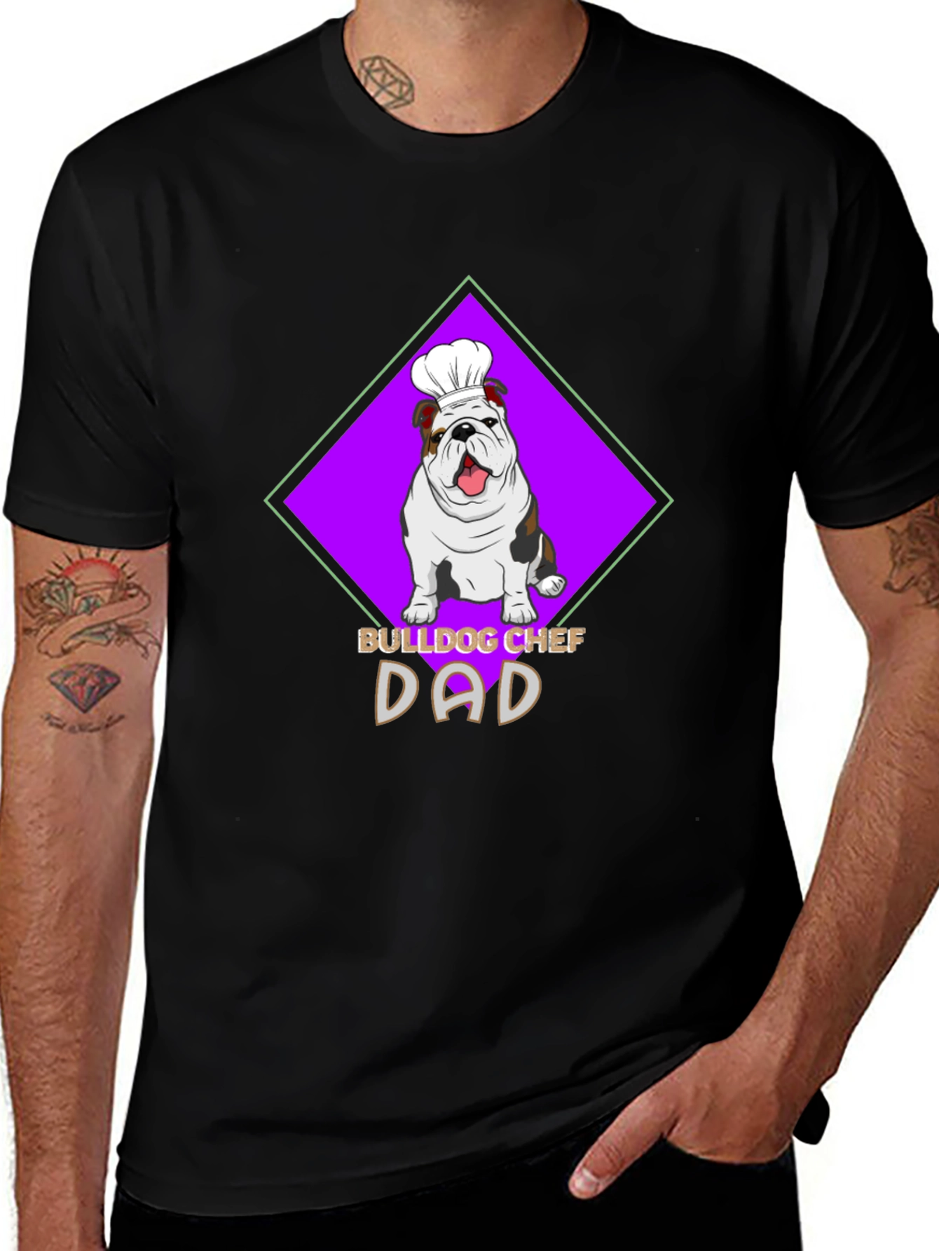Variant 4 of Bulldog Chef Dad Black T-Shirt