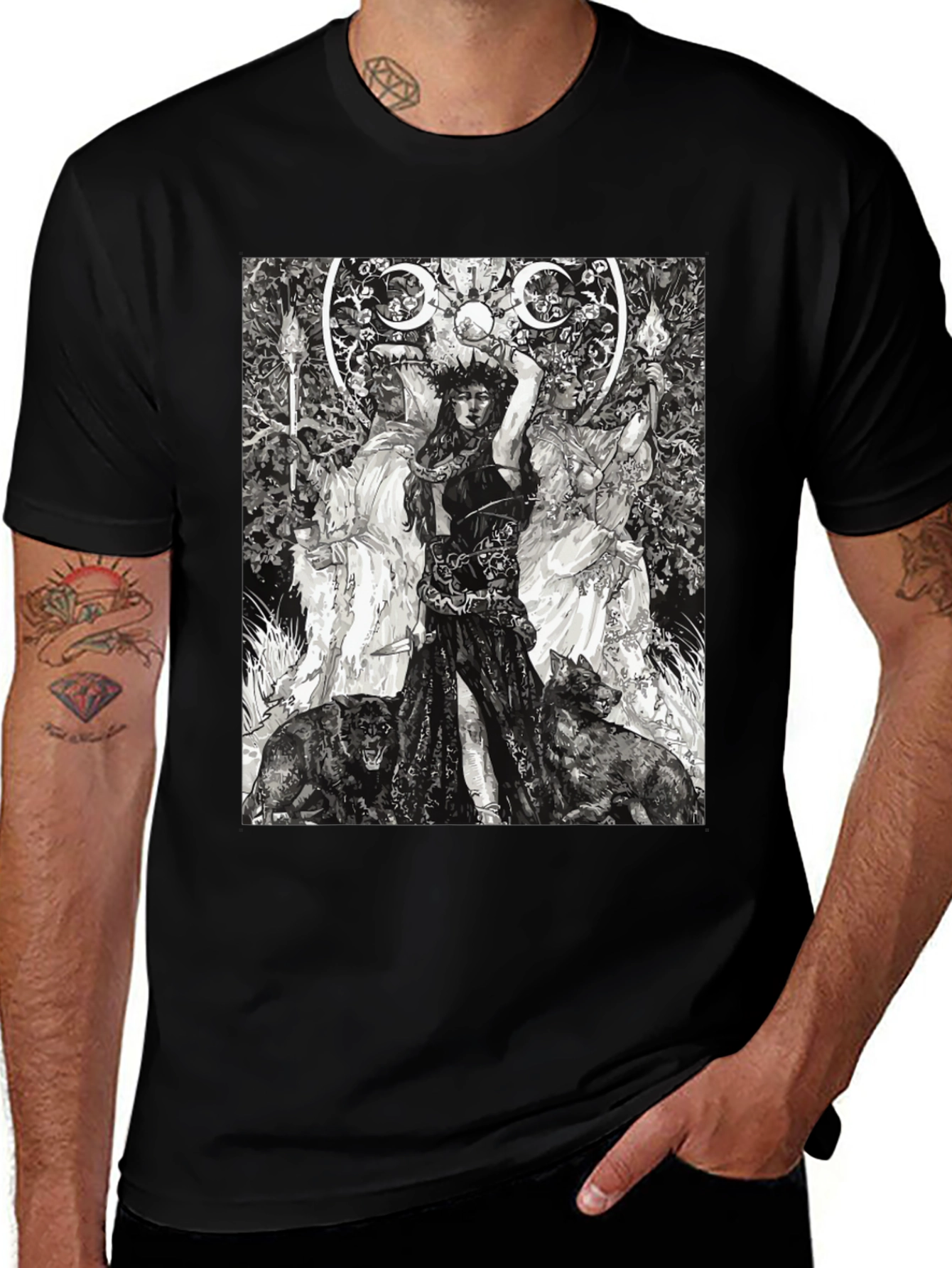 Variant 26 of Mystic Goddess Graphic Tee - Black