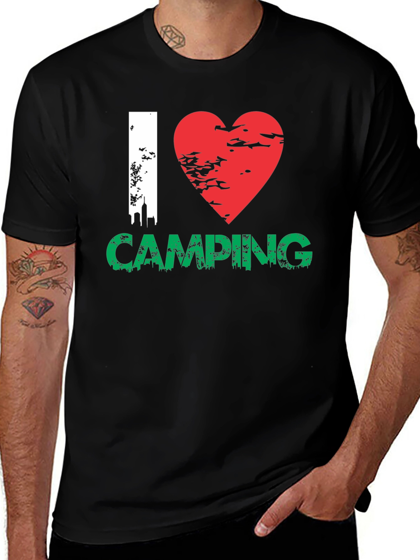 Variant 15 of I Heart Camping Black T-Shirt